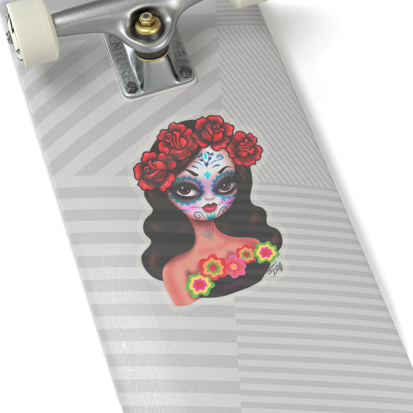 Day of the Dead• Girl with Roses • Kiss-Cut Sticker