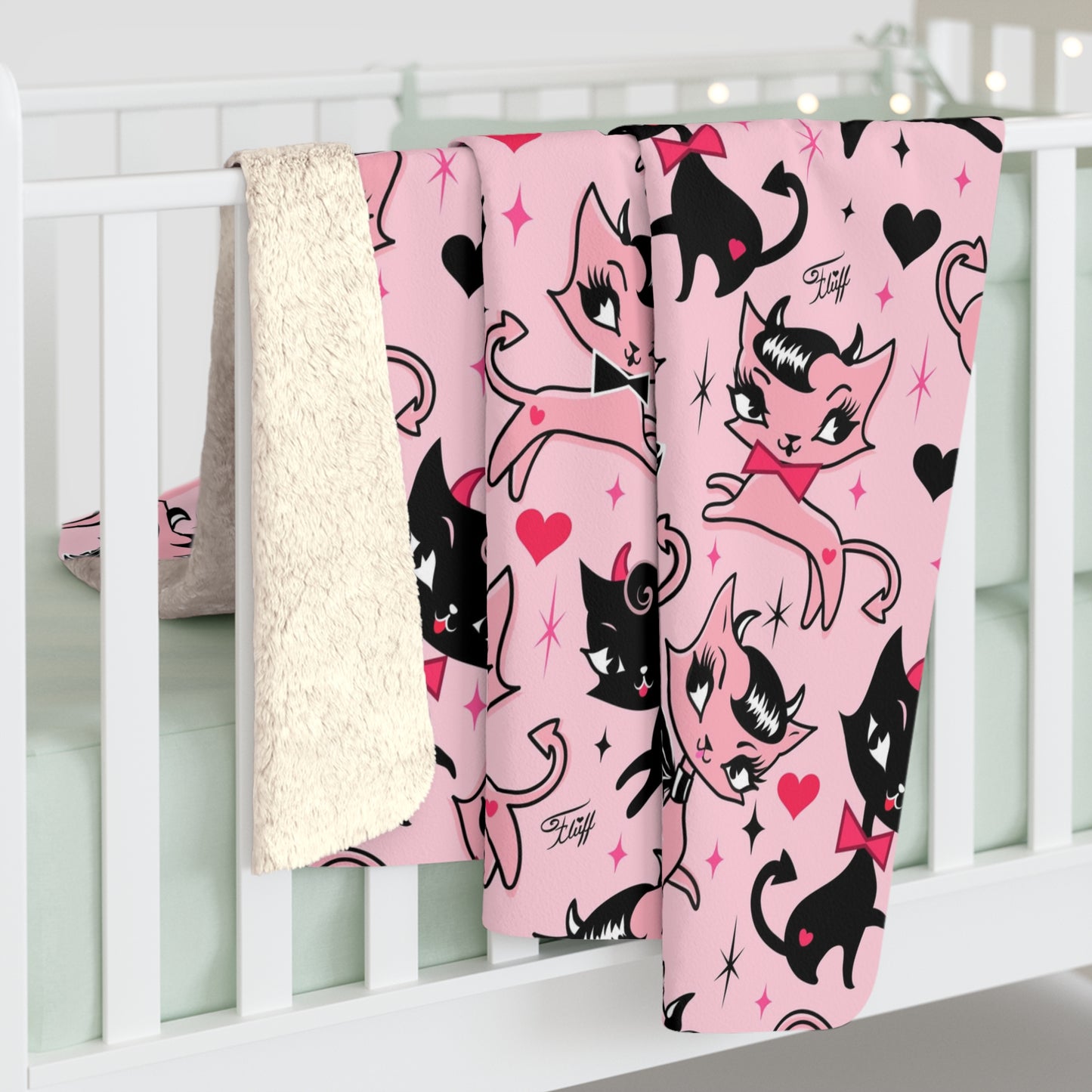 Devil Kitties Pink  • Sherpa Fleece Blanket