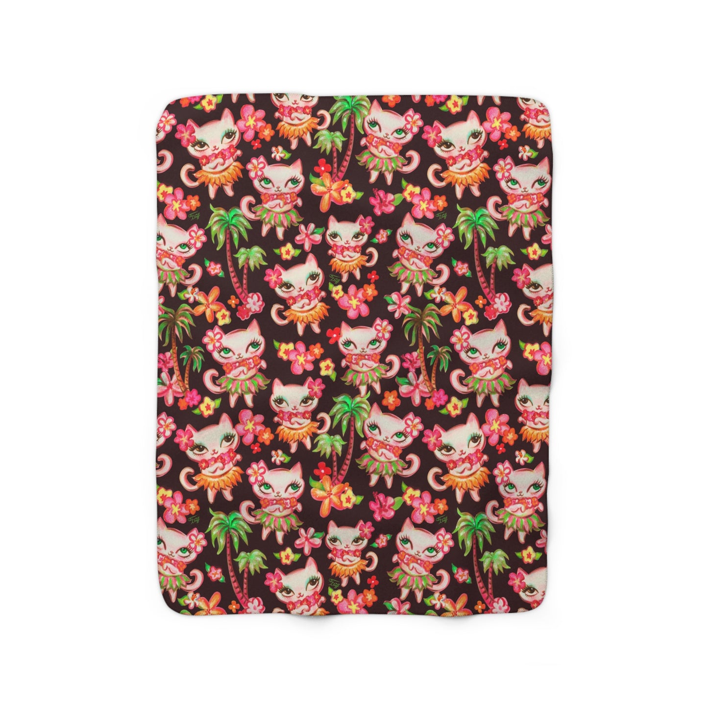 Hula Kitties Chocolate • Sherpa Fleece Blanket