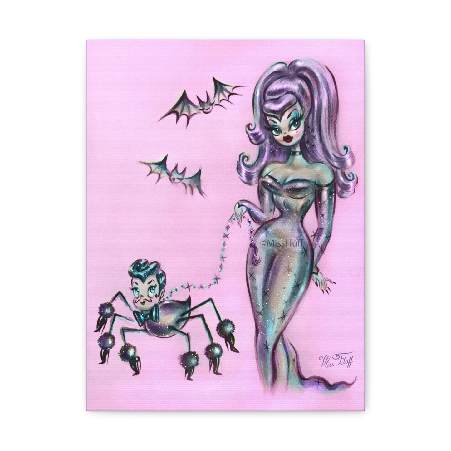 Goth Glamour Girl with Dandy Spider  • Canvas Gallery Wrap