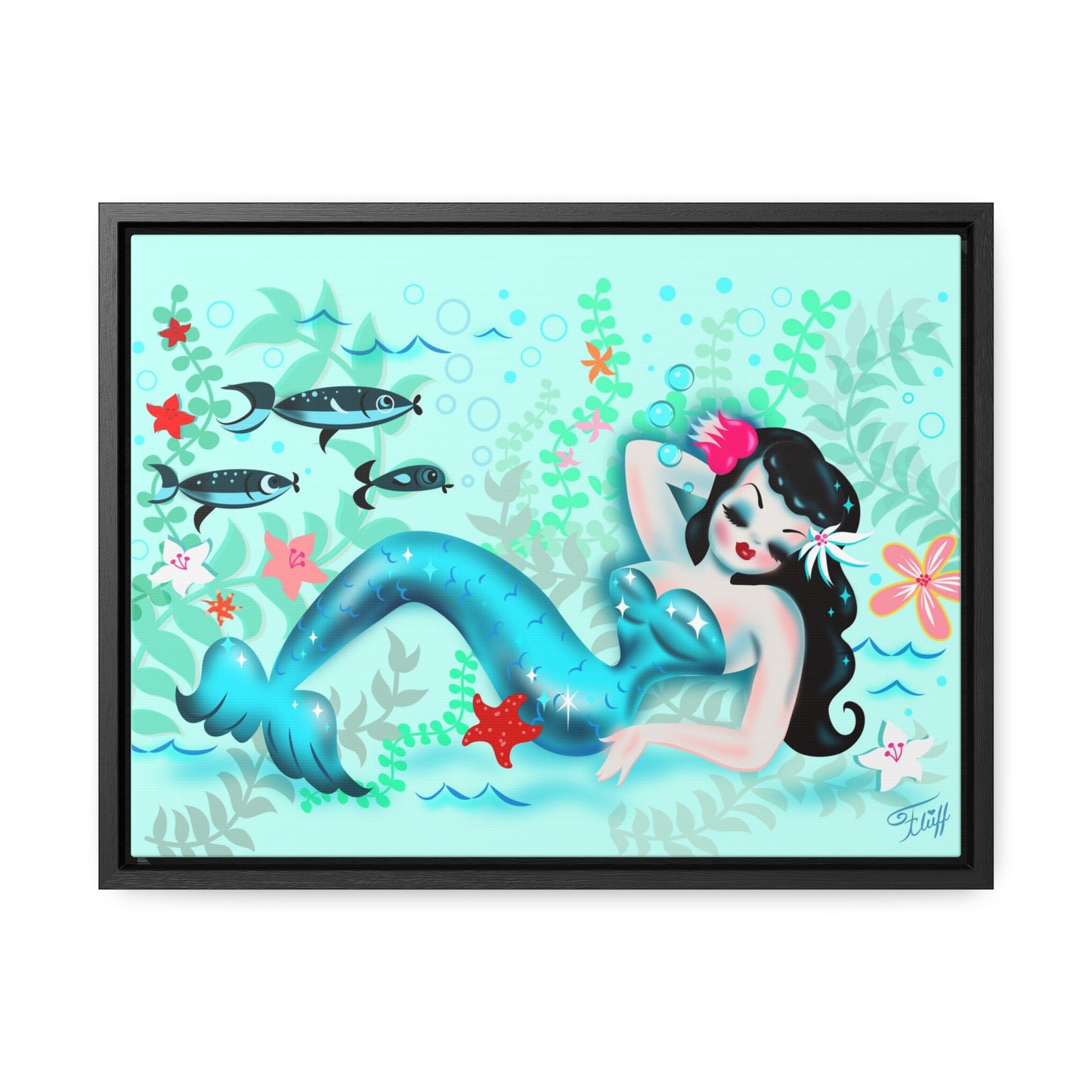 Dozing Mermaid • Framed Canvas Gallery Wrap