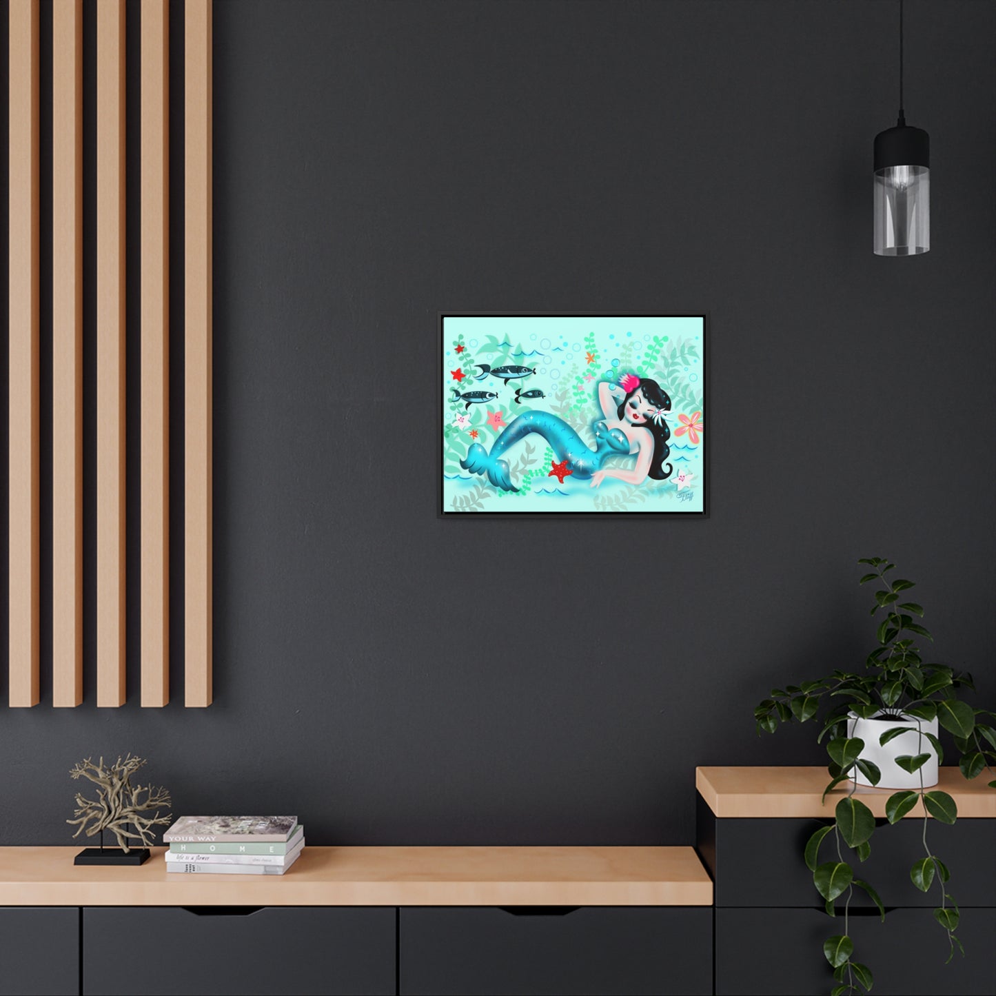 Dozing Mermaid • Framed Canvas Gallery Wrap