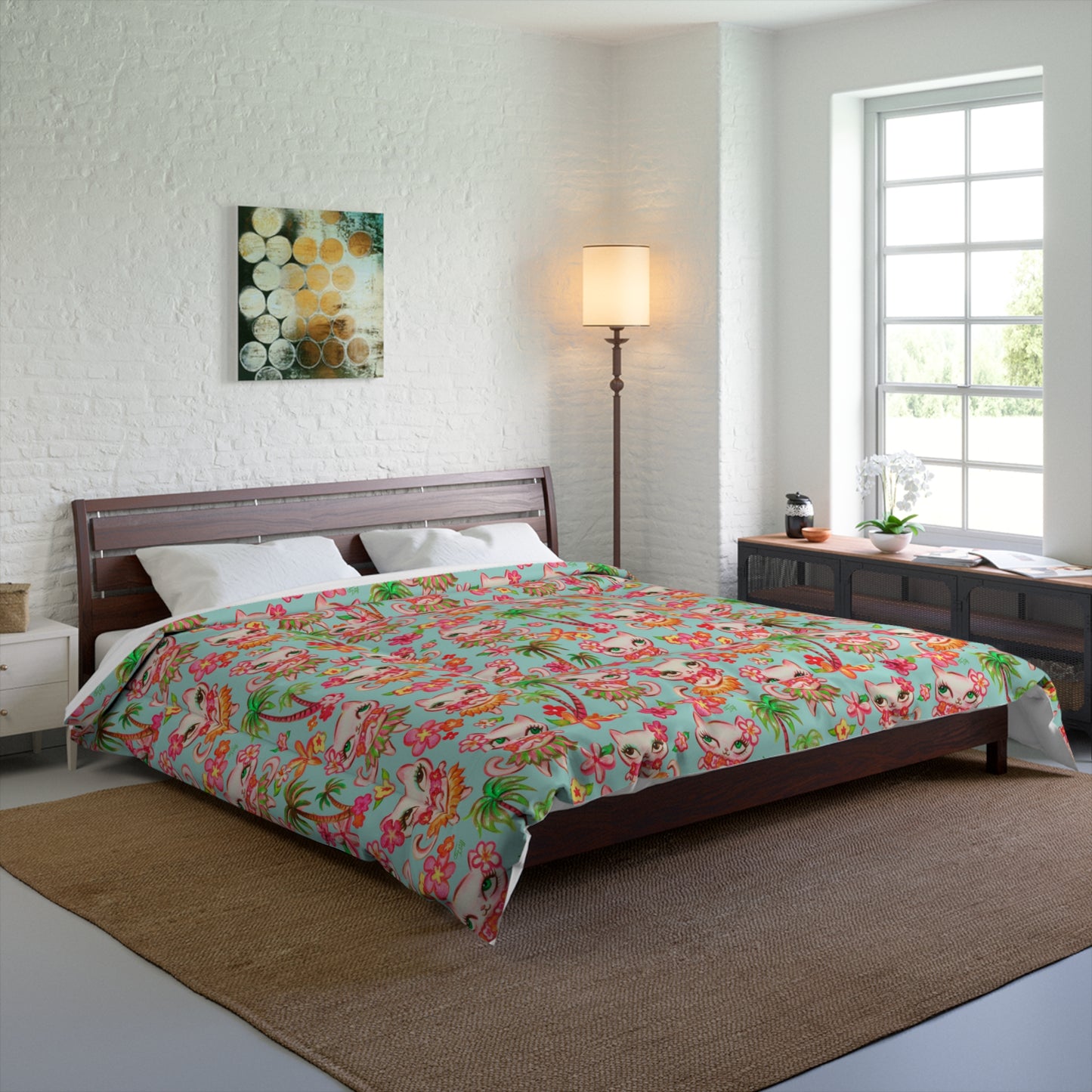 Hula Kitties Aqua • Comforter