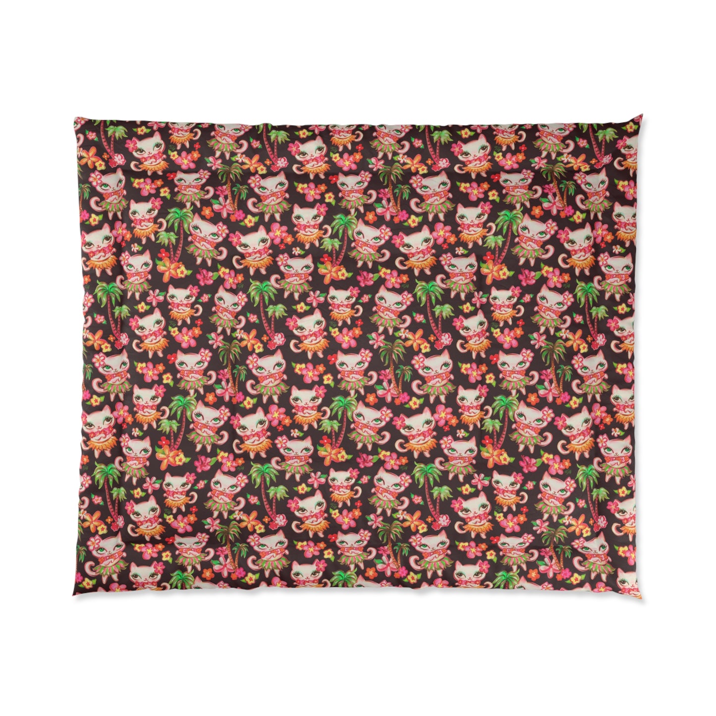 Hula Kitties Chocolate • Comforter