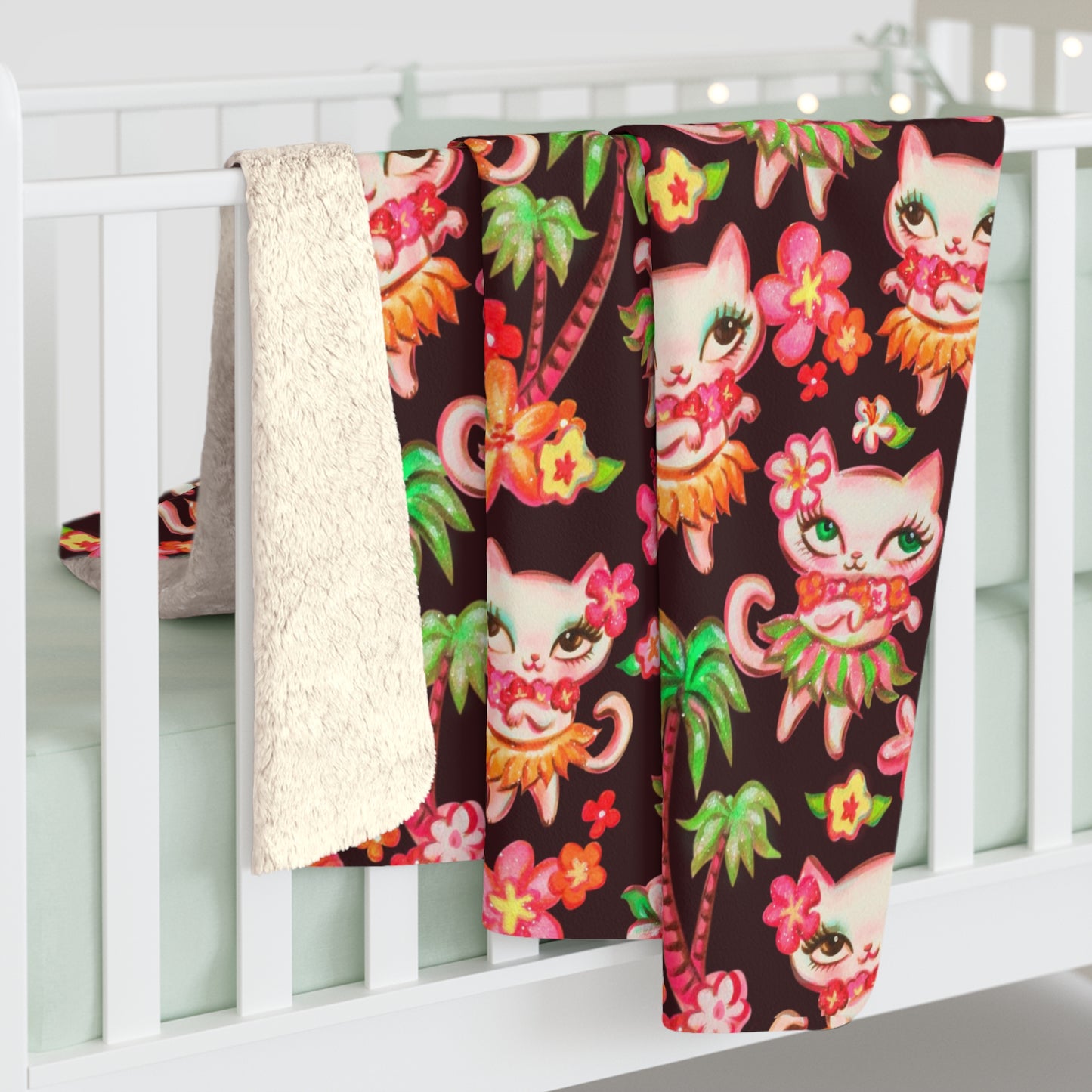 Hula Kitties Chocolate • Sherpa Fleece Blanket
