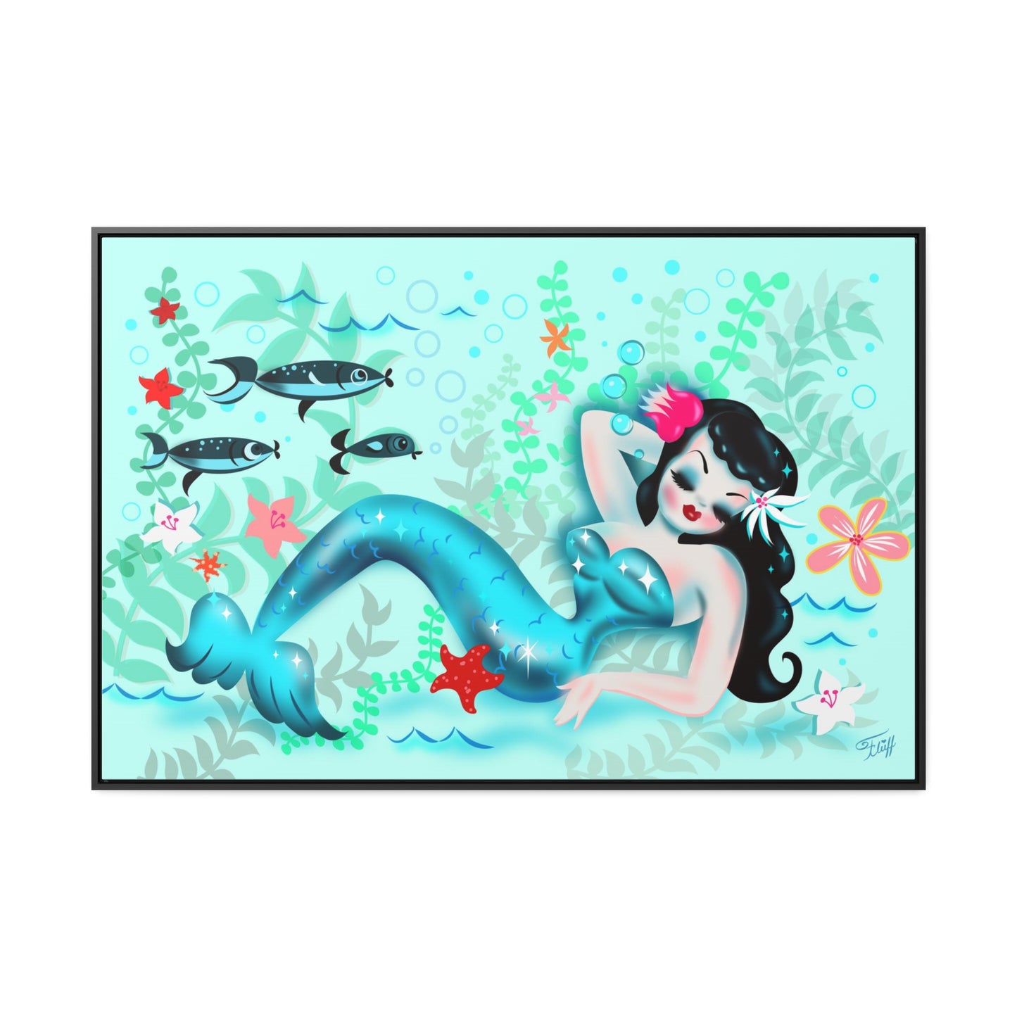 Dozing Mermaid • Framed Canvas Gallery Wrap