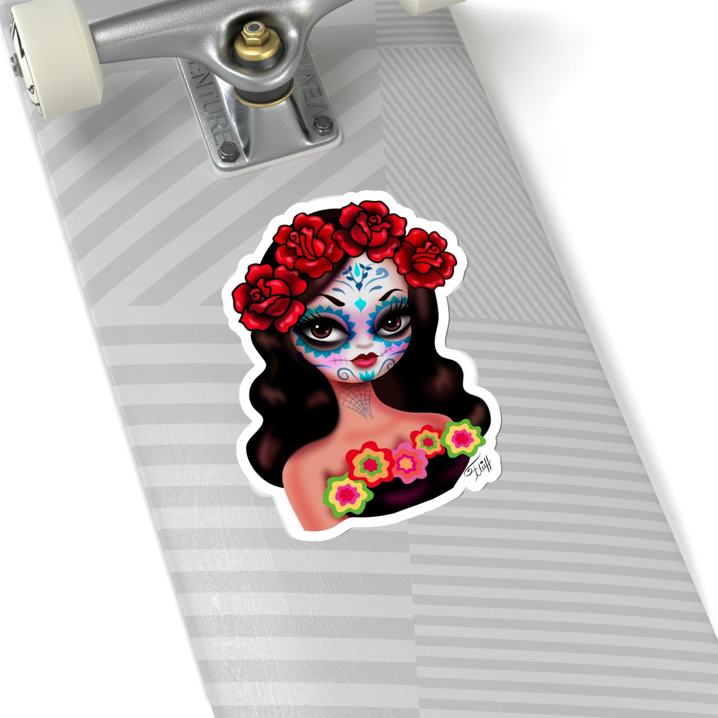 Day of the Dead• Girl with Roses • Kiss-Cut Sticker