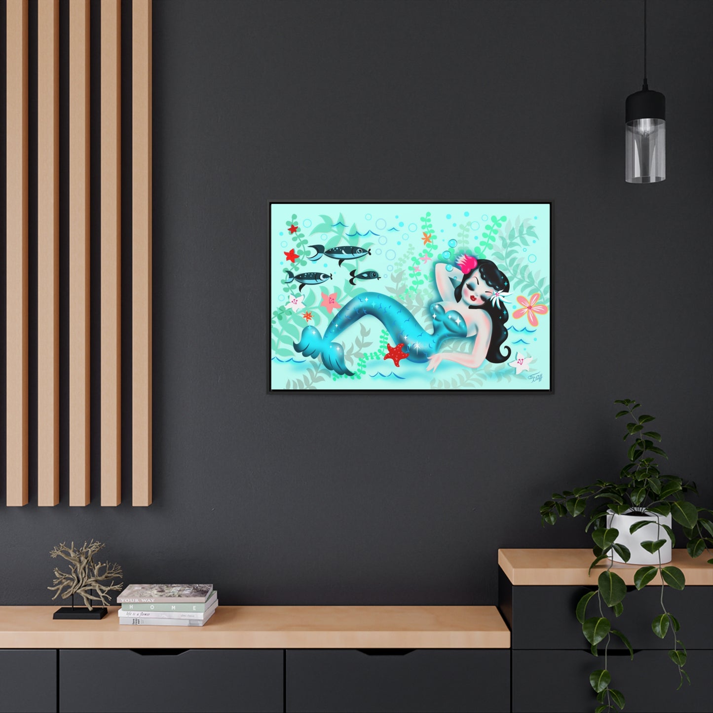 Dozing Mermaid • Framed Canvas Gallery Wrap