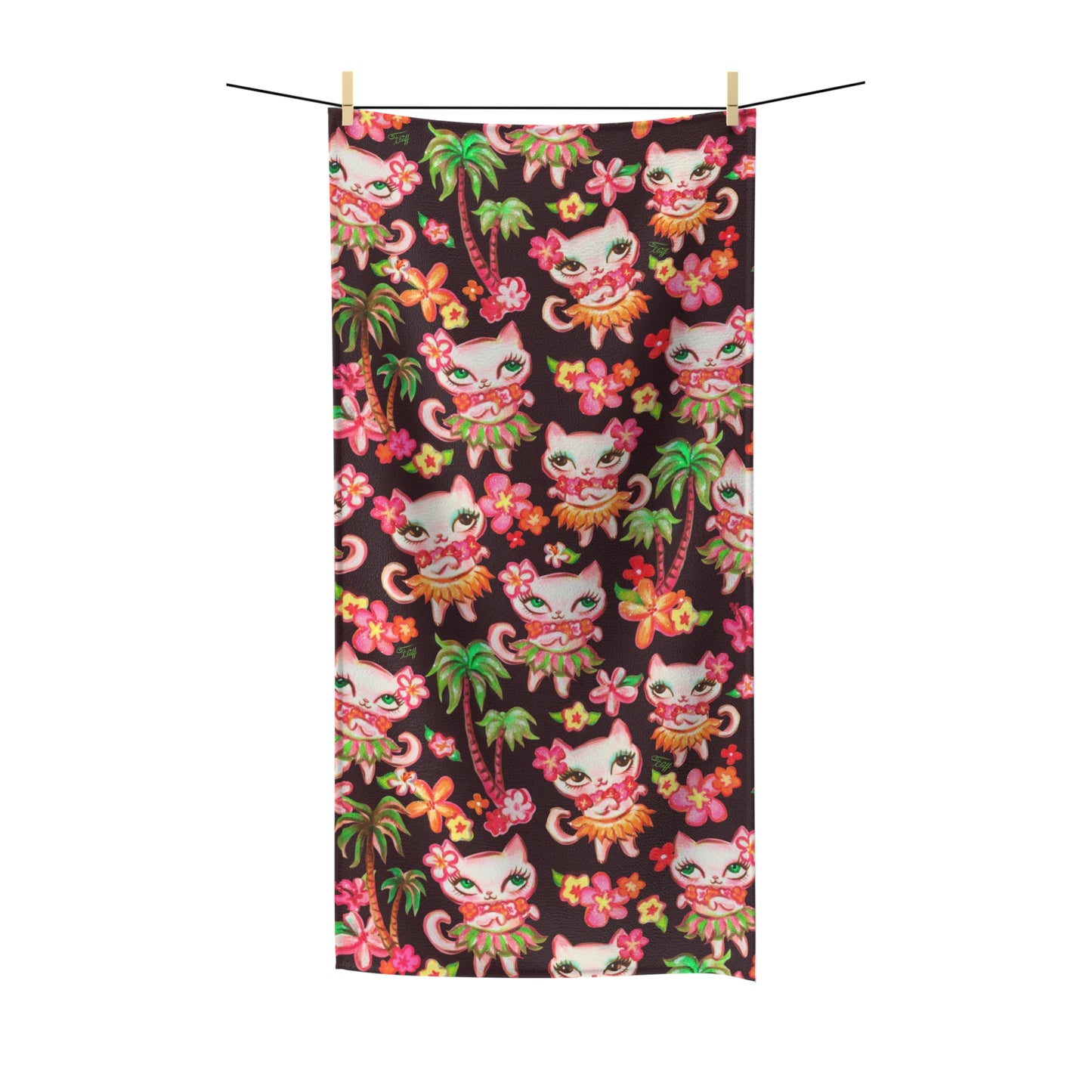 Hula Kitties on Chocolate Brown • Towel