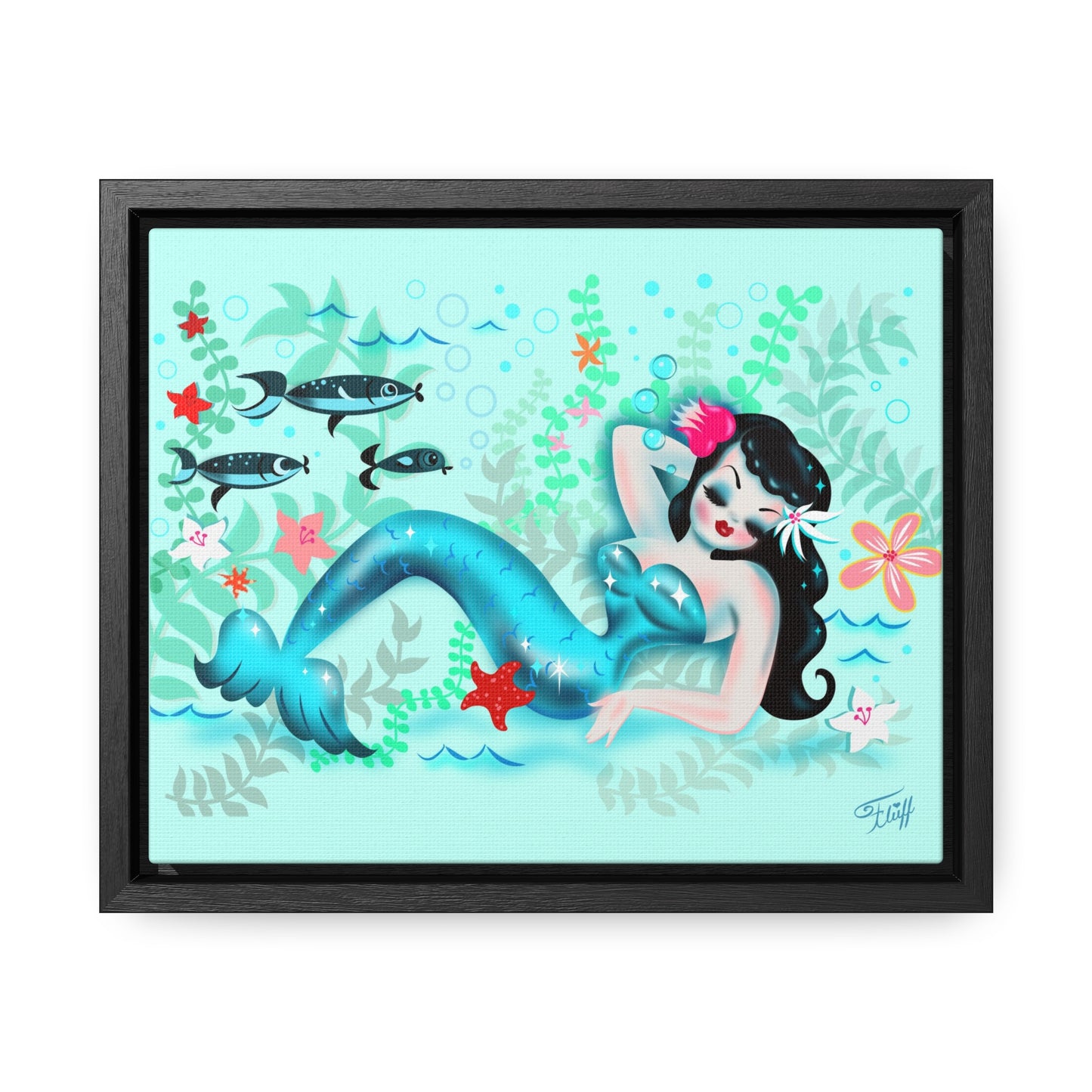 Dozing Mermaid • Framed Canvas Gallery Wrap