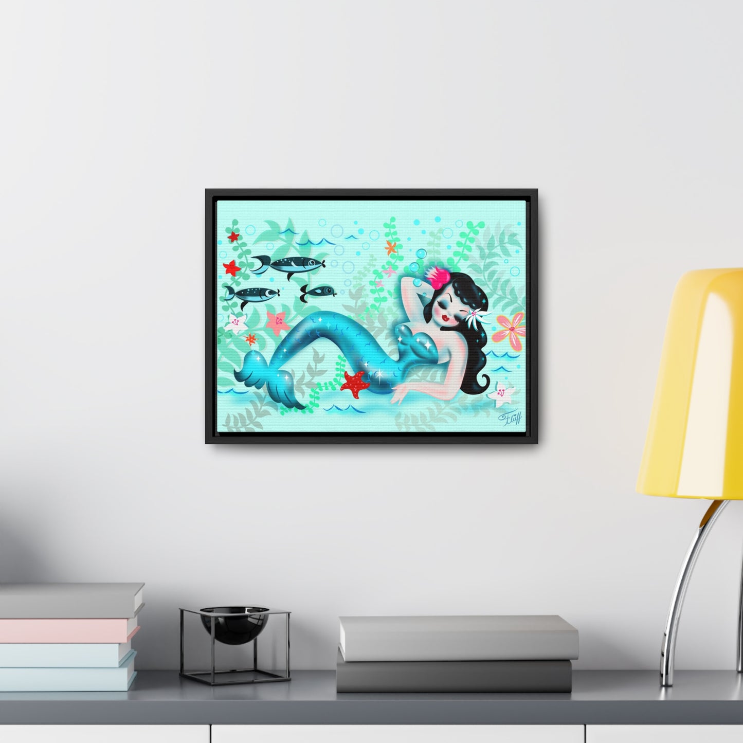 Dozing Mermaid • Framed Canvas Gallery Wrap