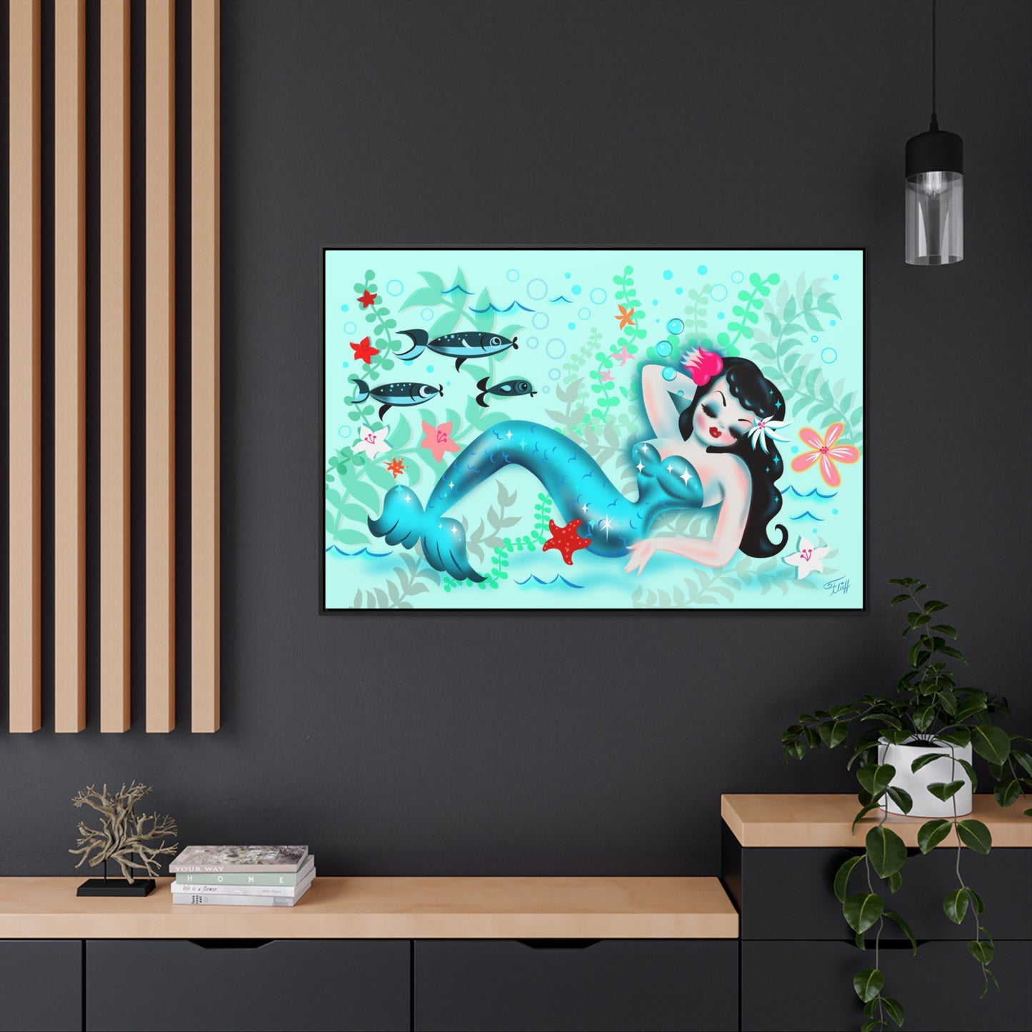 Dozing Mermaid • Framed Canvas Gallery Wrap