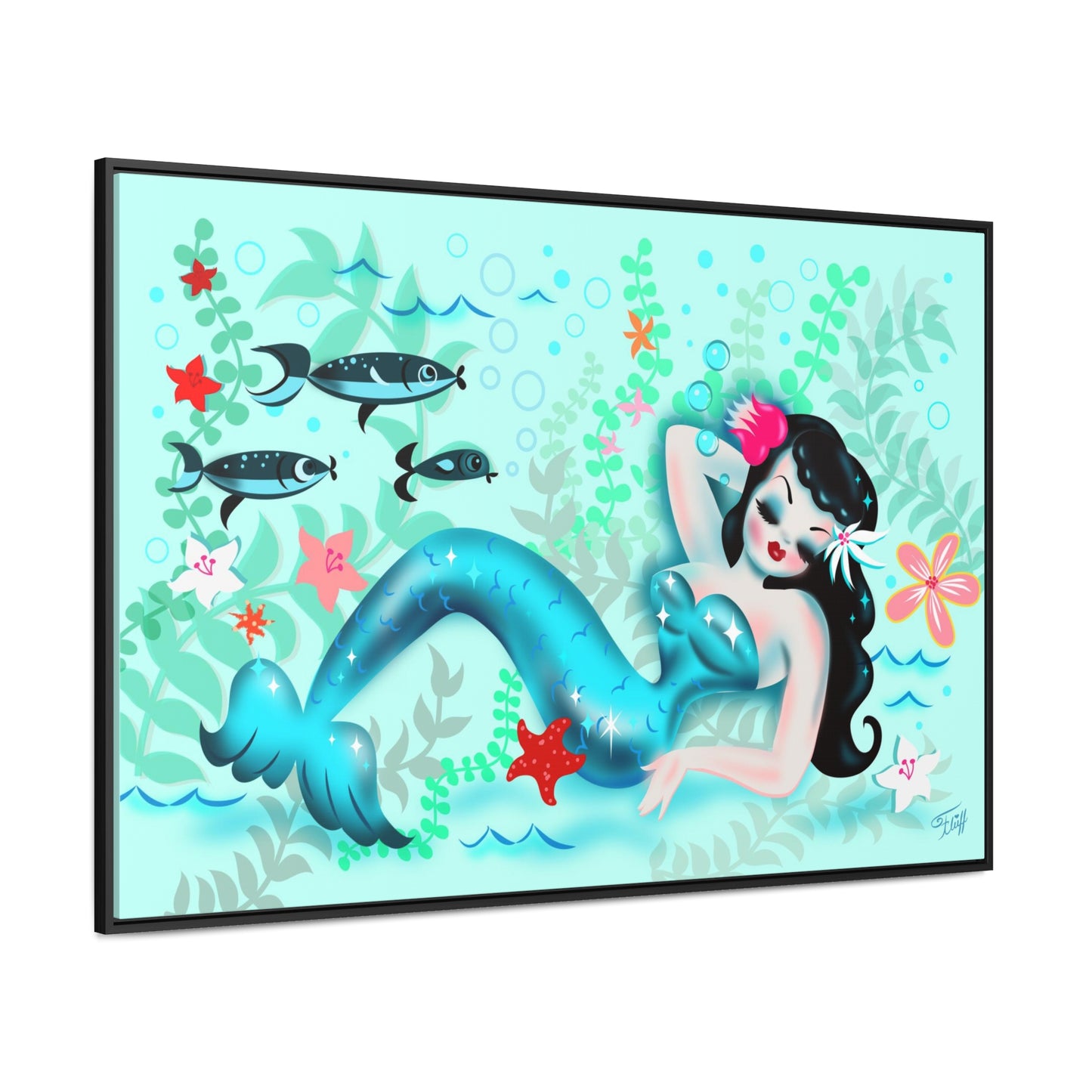 Dozing Mermaid • Framed Canvas Gallery Wrap