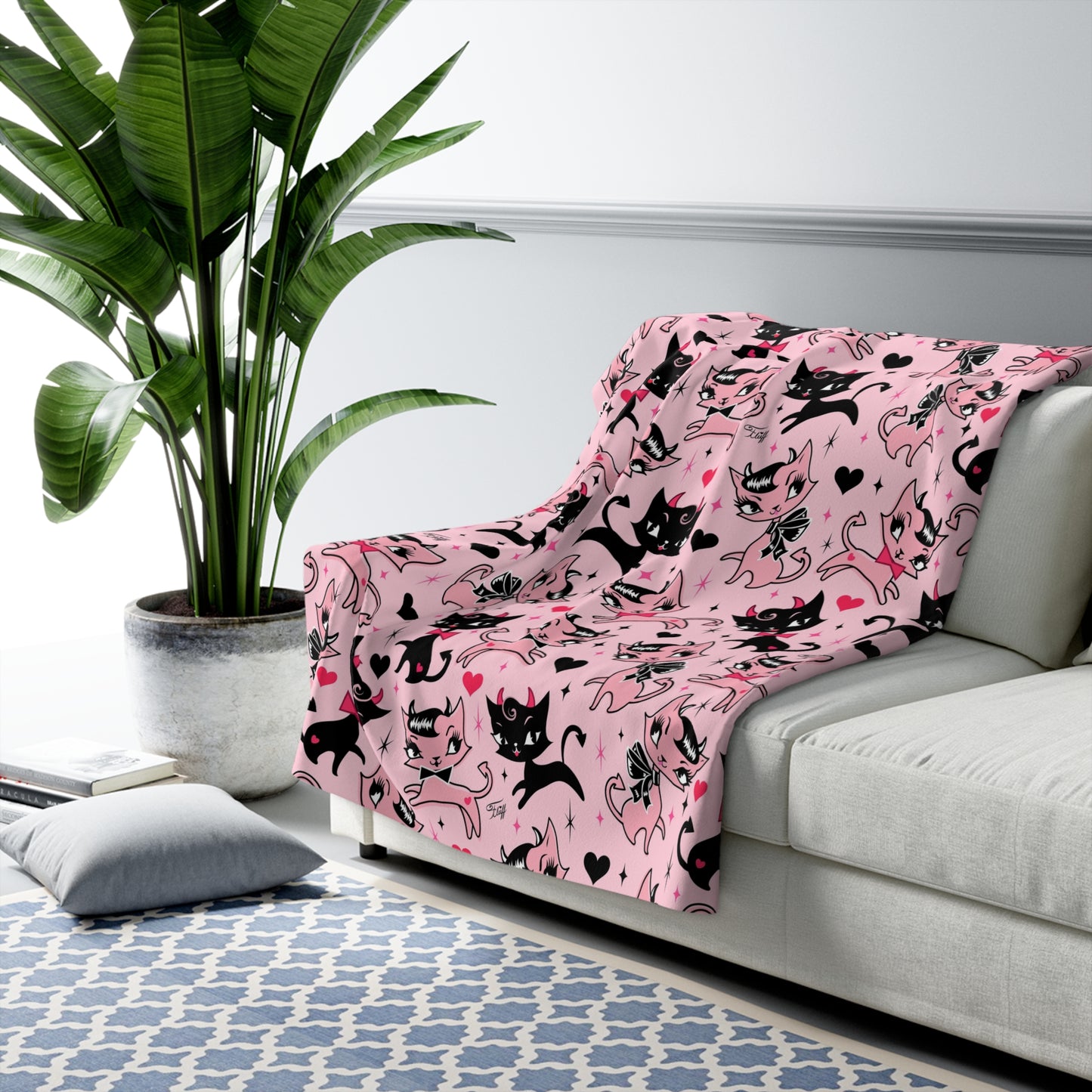 Devil Kitties Pink  • Sherpa Fleece Blanket