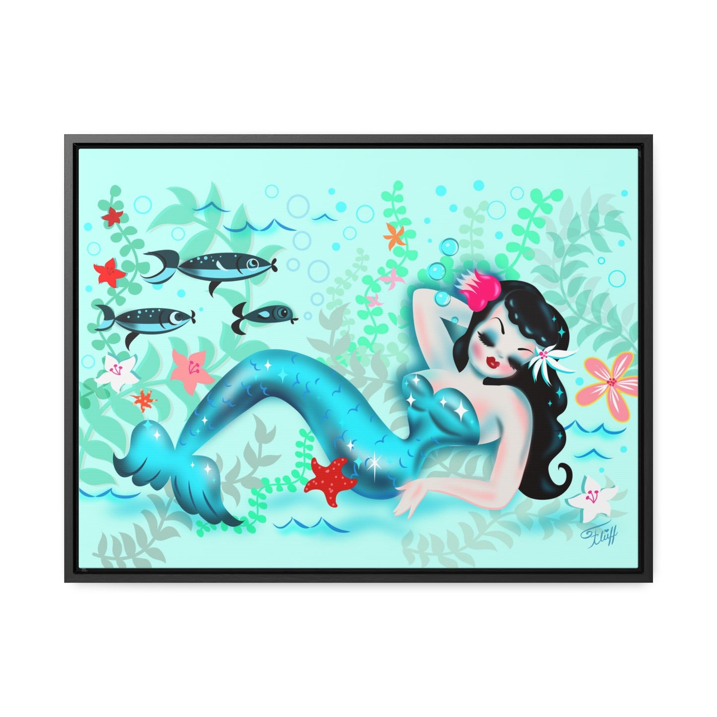 Dozing Mermaid • Framed Canvas Gallery Wrap