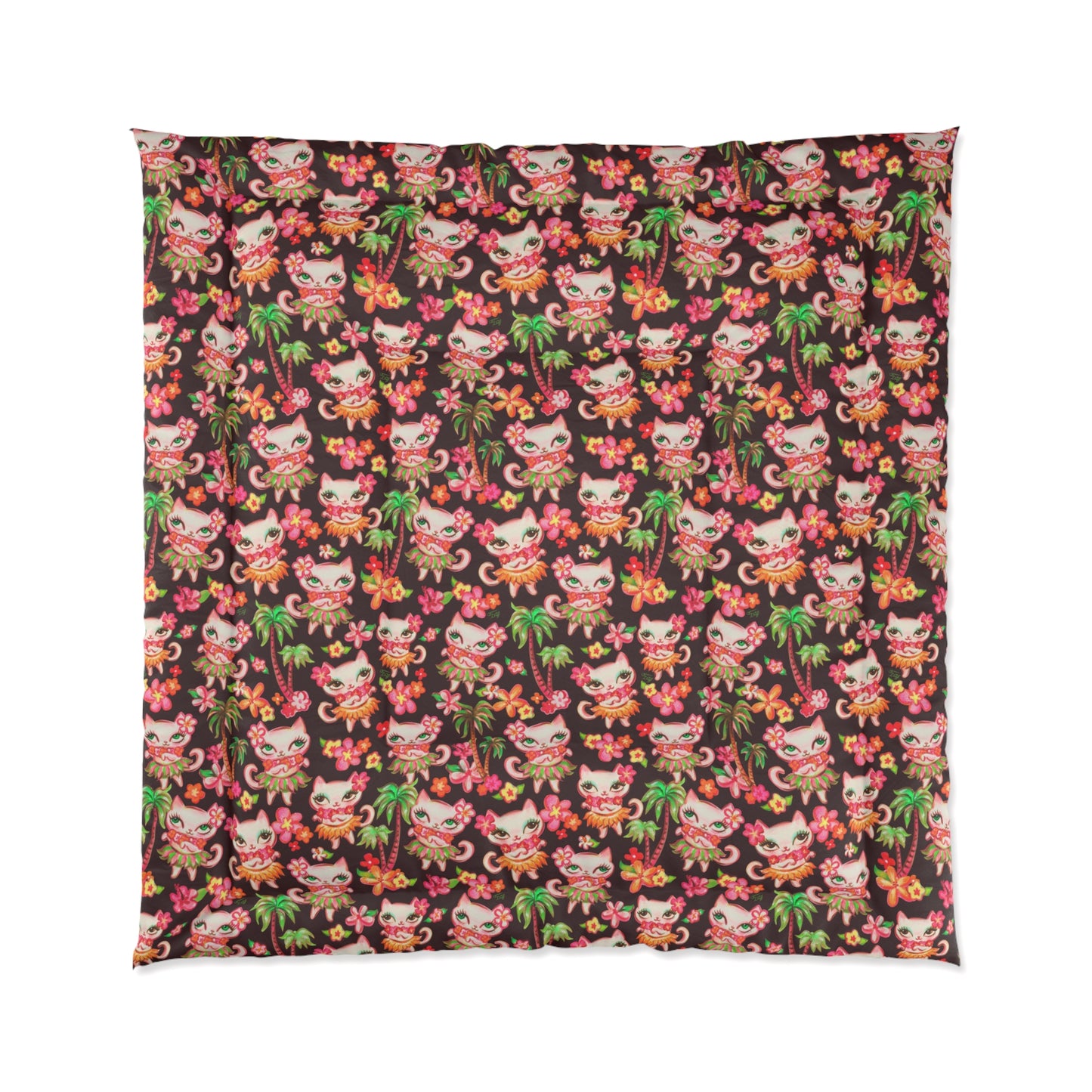 Hula Kitties Chocolate • Comforter