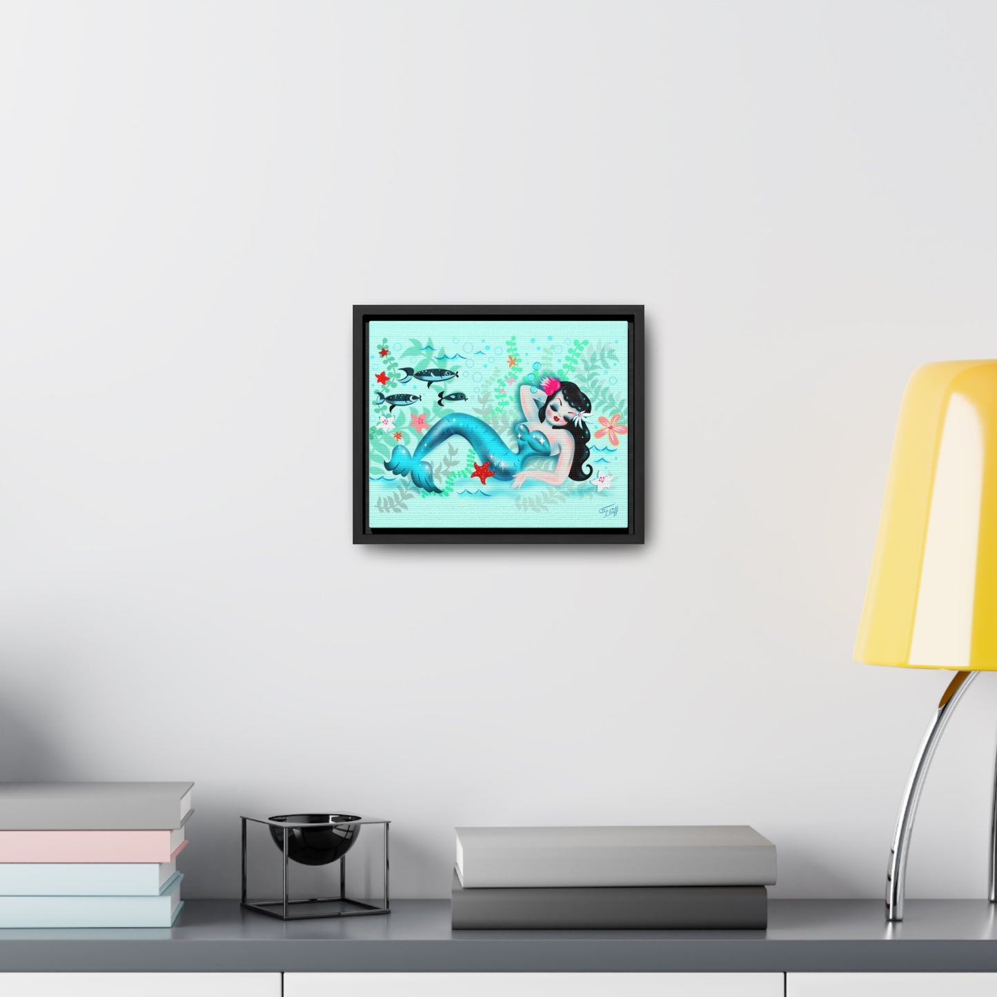 Dozing Mermaid • Framed Canvas Gallery Wrap