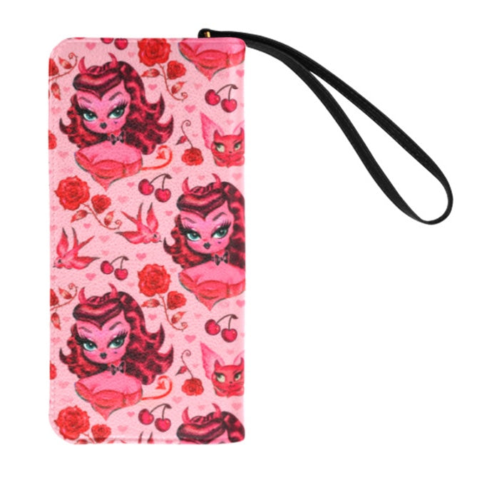 Devil Dolly with Roses and Cherries • Clutch Wallet-PRE-ORDER