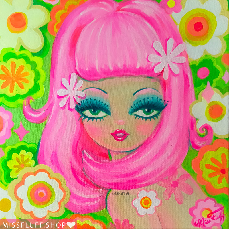 Beauté Mod Girl with Pink Hair • Art Print