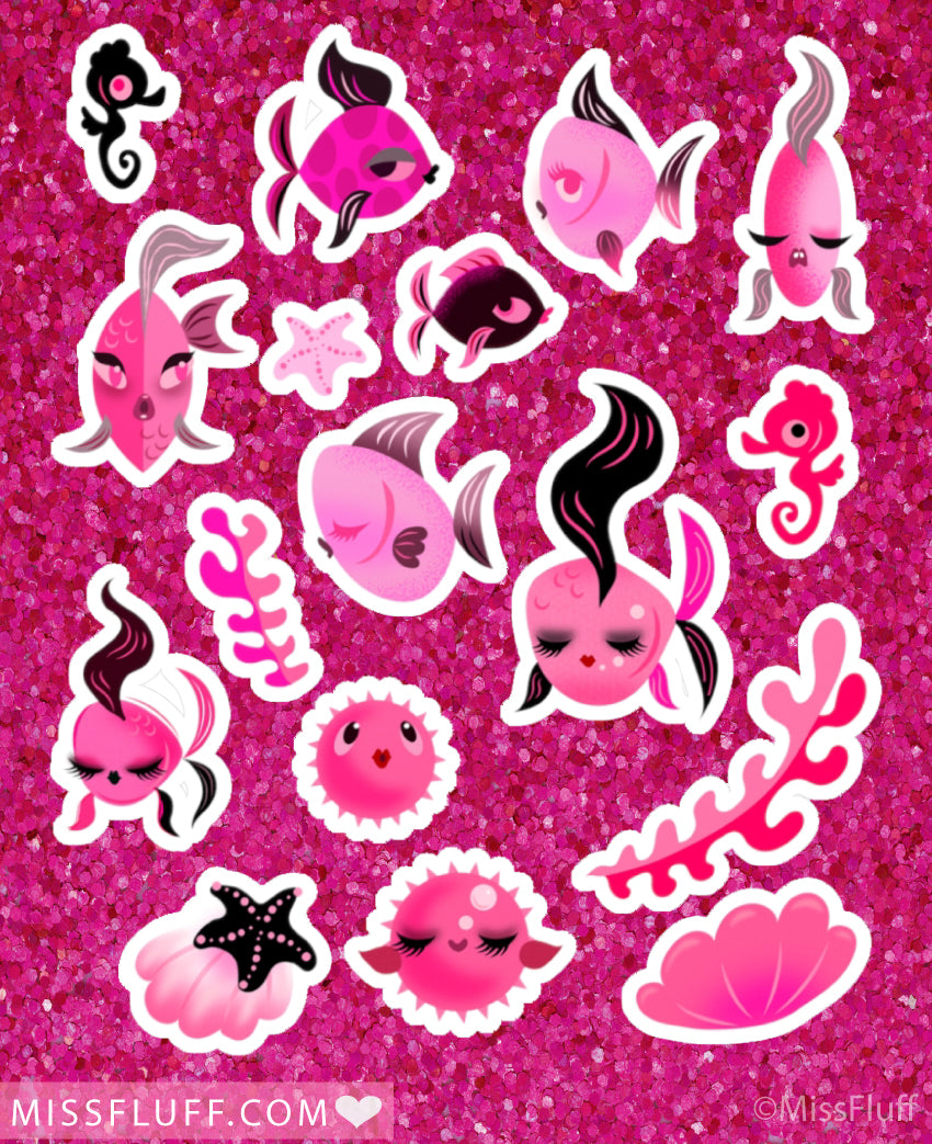 Mid Mod Fishies • Kiss-Cut Vinyl Decals Set