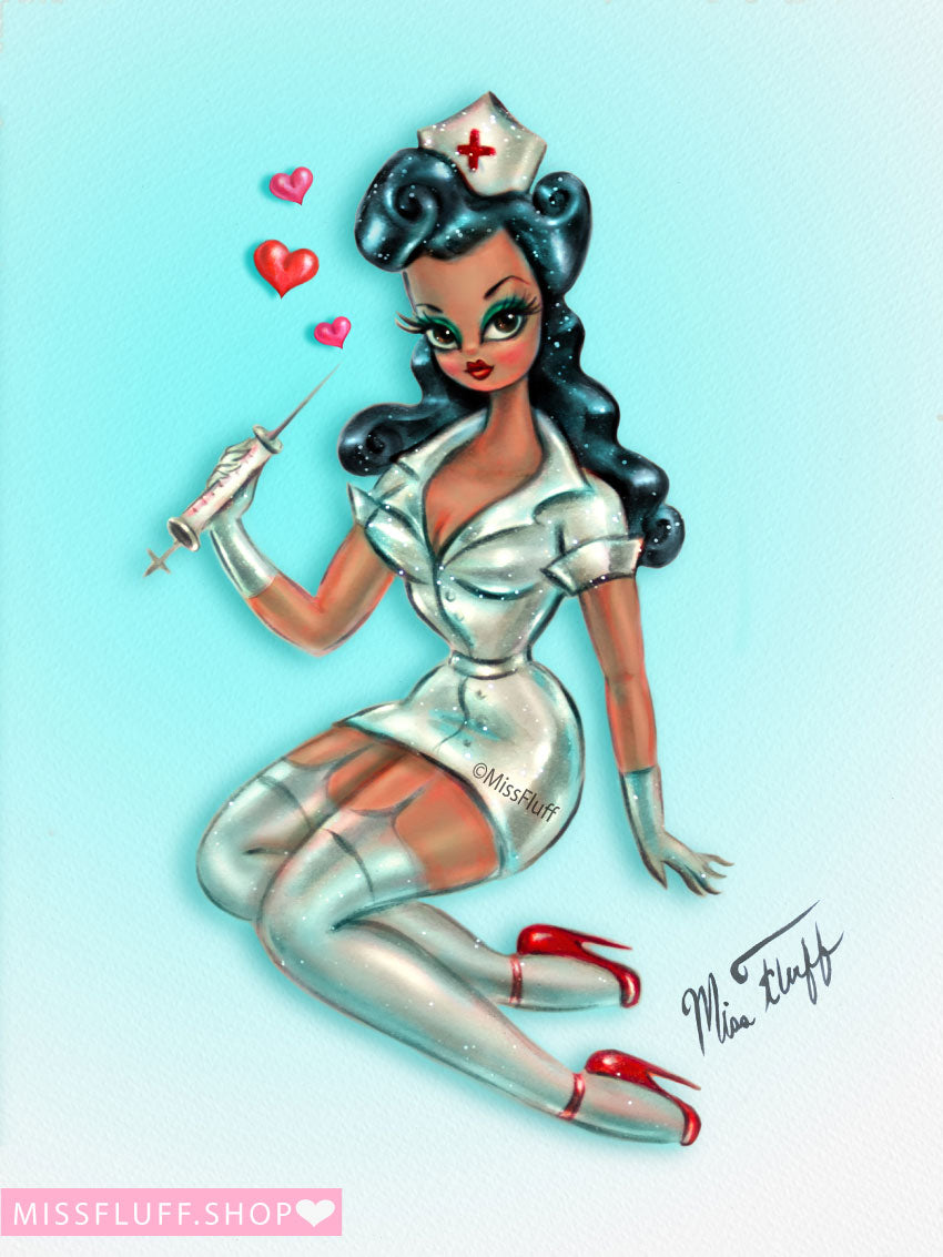 Brunette Pinup Nurse • Art Print