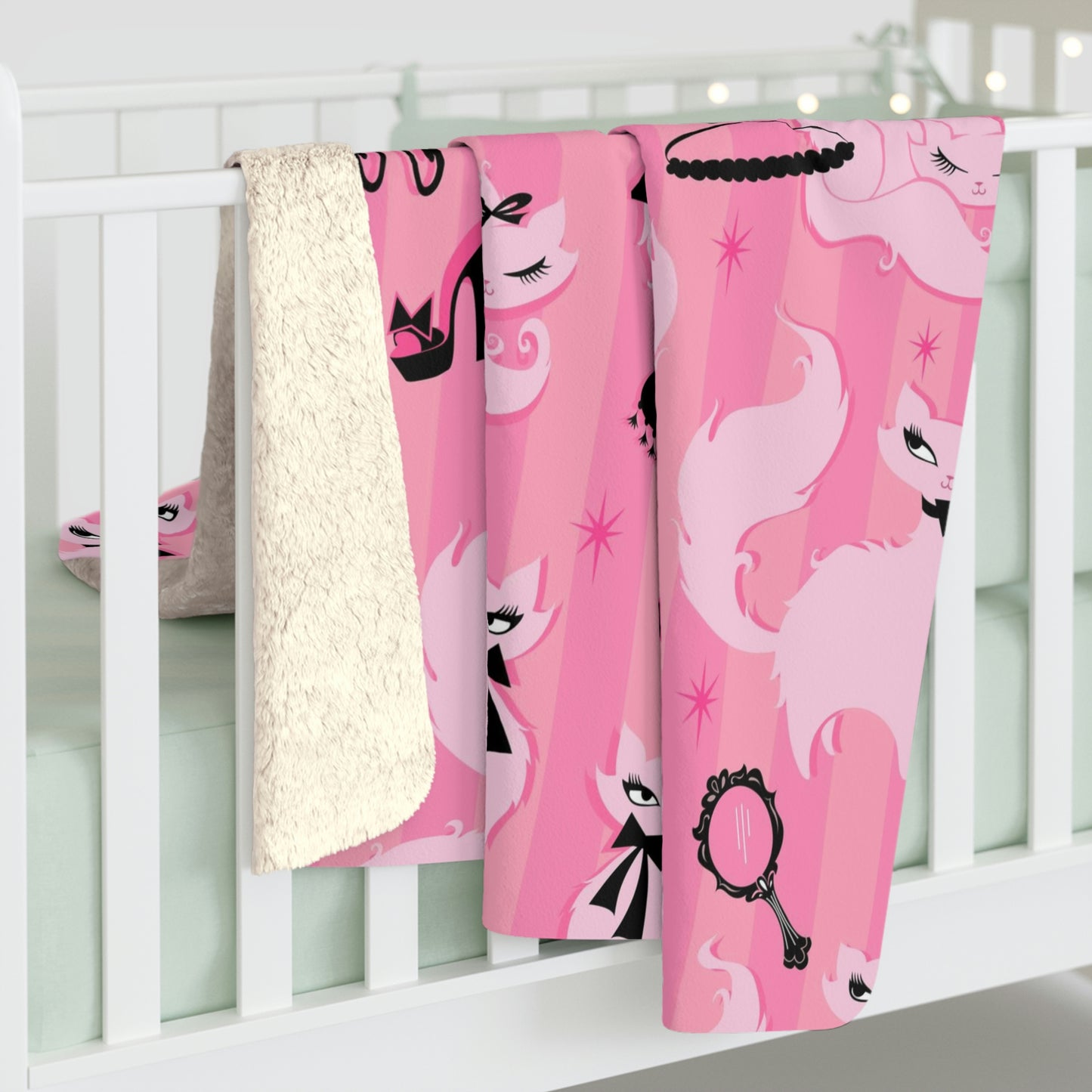 Boudoir Kitties Pink • Sherpa Fleece Blanket