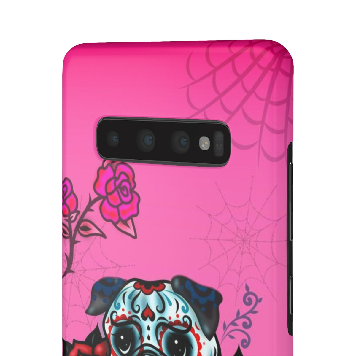 Sugar Skull Pug With Roses on Hot Pink • Samsung Galaxy Phone Case