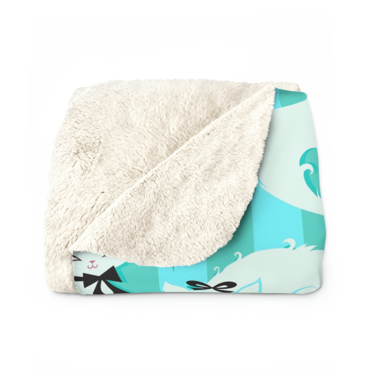 Boudoir Kitties Mint • Sherpa Fleece Blanket