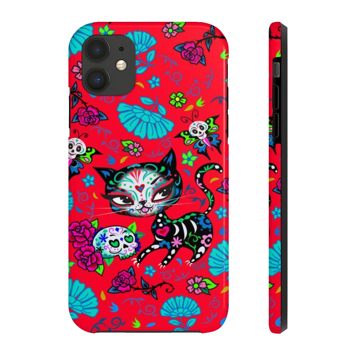 Sugar Skull Kitty on Red • Phone Case