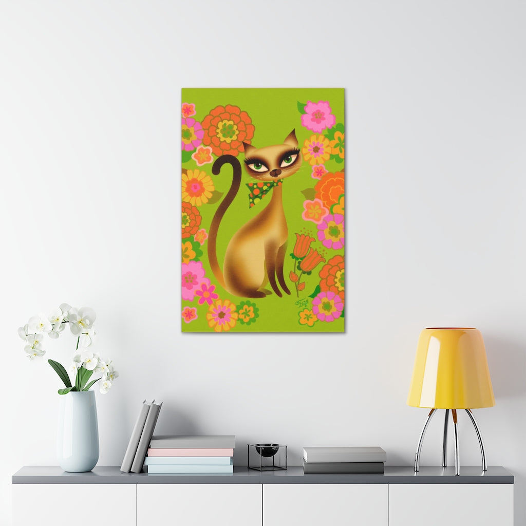 Siamese Mod Flower Kitty • Canvas Gallery Wrap