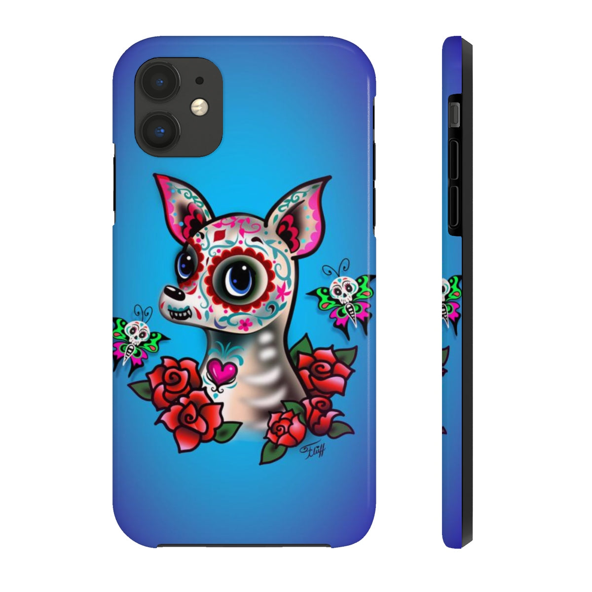 Sugar Skull Chihuahua Blue • Phone Case