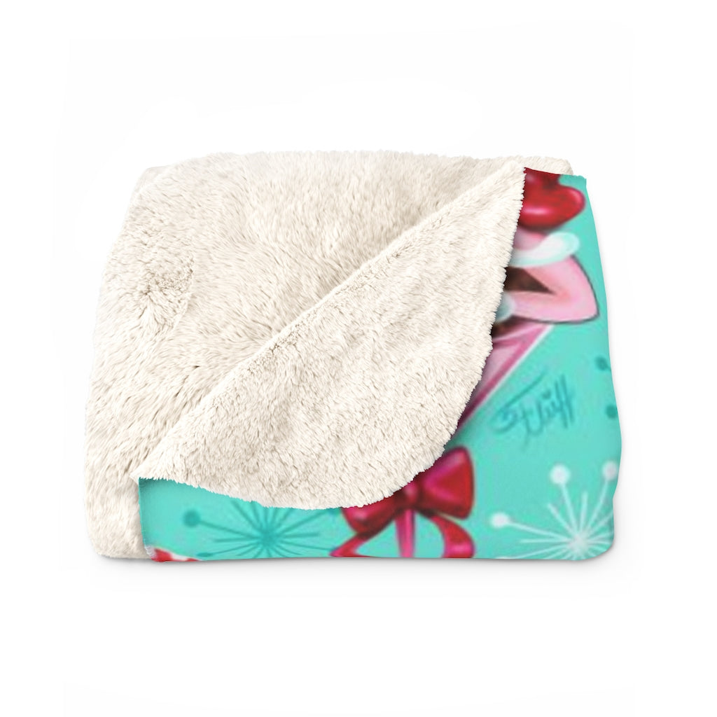 Christmas Candy Martini Pinup Girls • Sherpa Fleece Blanket