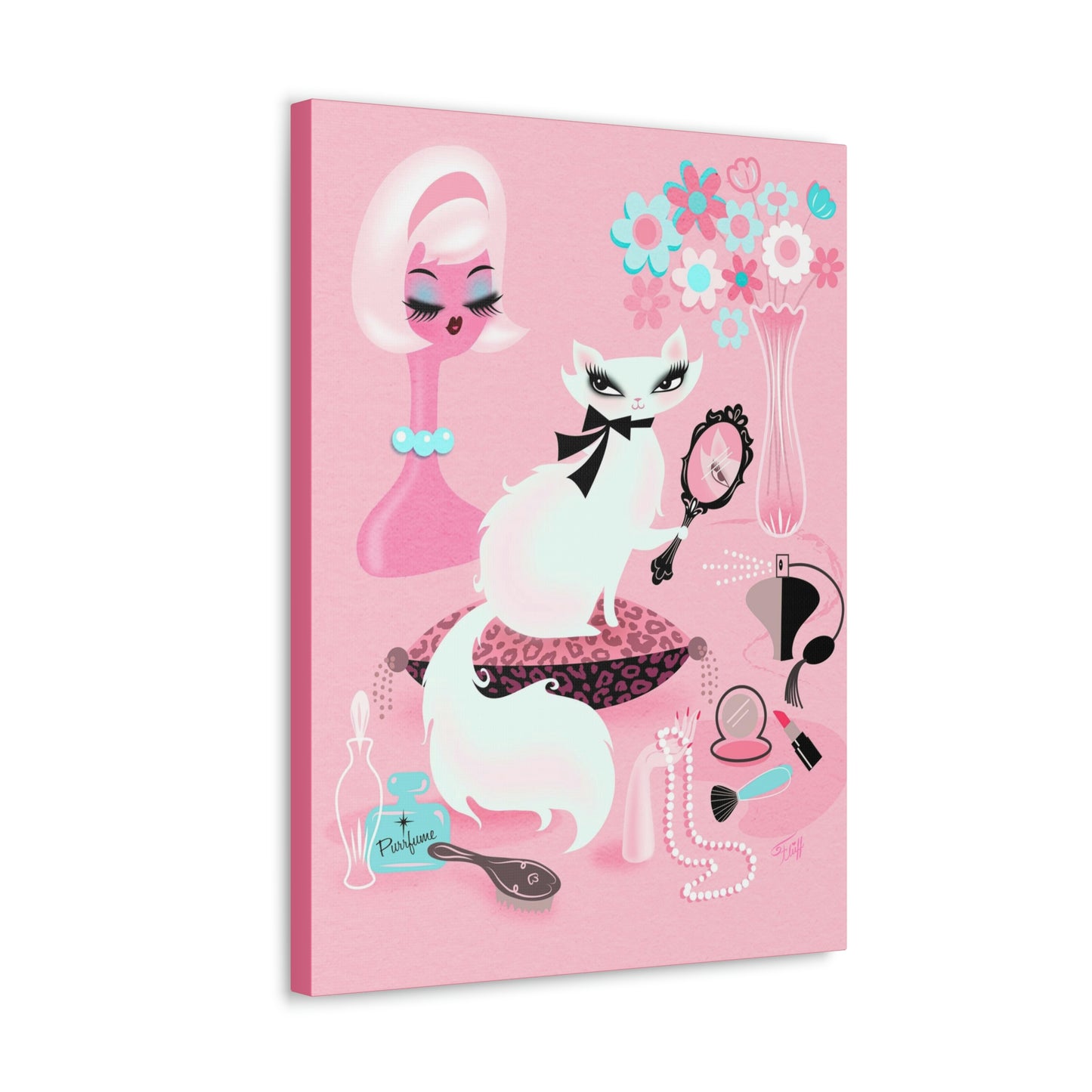 Boudoir Kitty with Mirror • Canvas Gallery Wrap