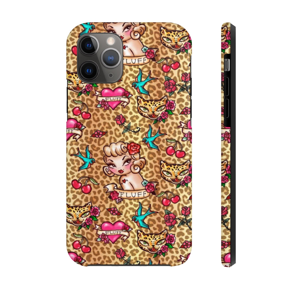 Lady Leopard Tattoo Flash • Phone Case