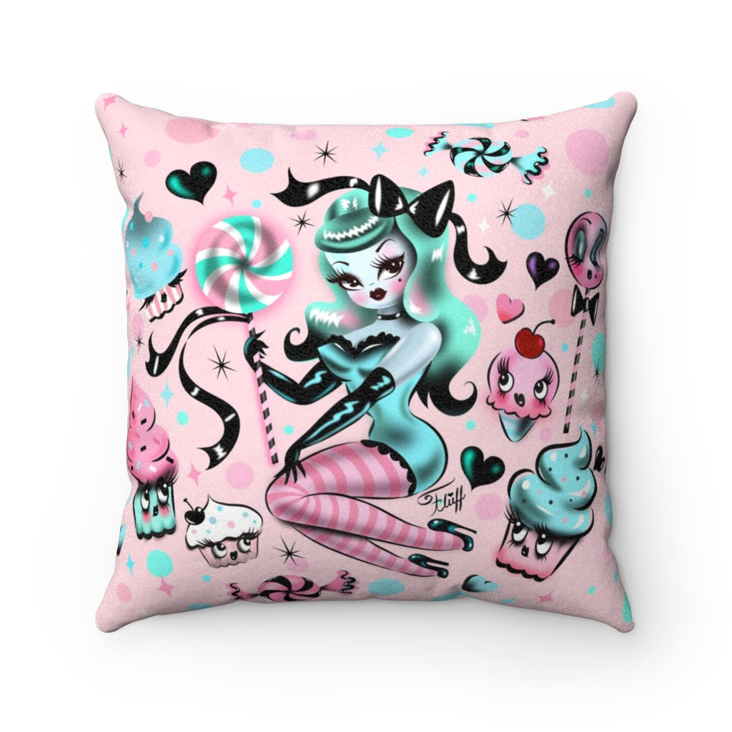 Mint Sugar Pinup Doll • Faux Suede Pillow