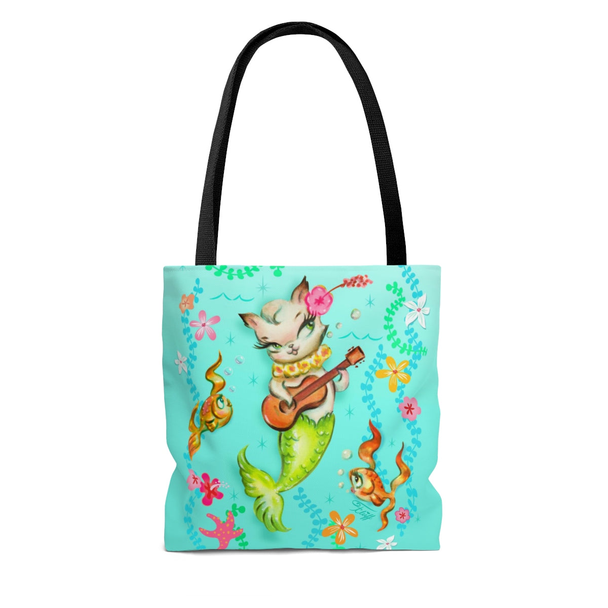 Mermaid Cat with Ukulele • Tote Bag