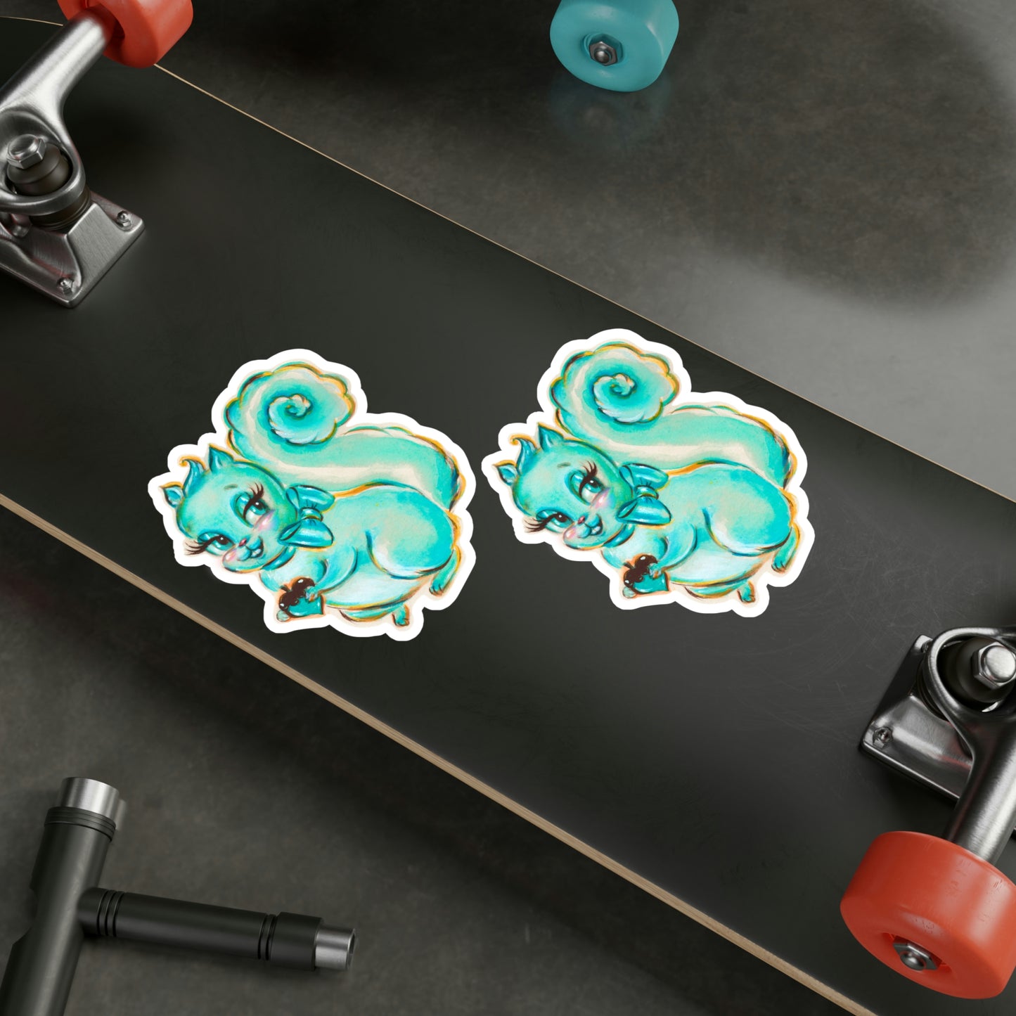 Cute Teal Squirrel • Kiss-Cut Vinyl Decals Set