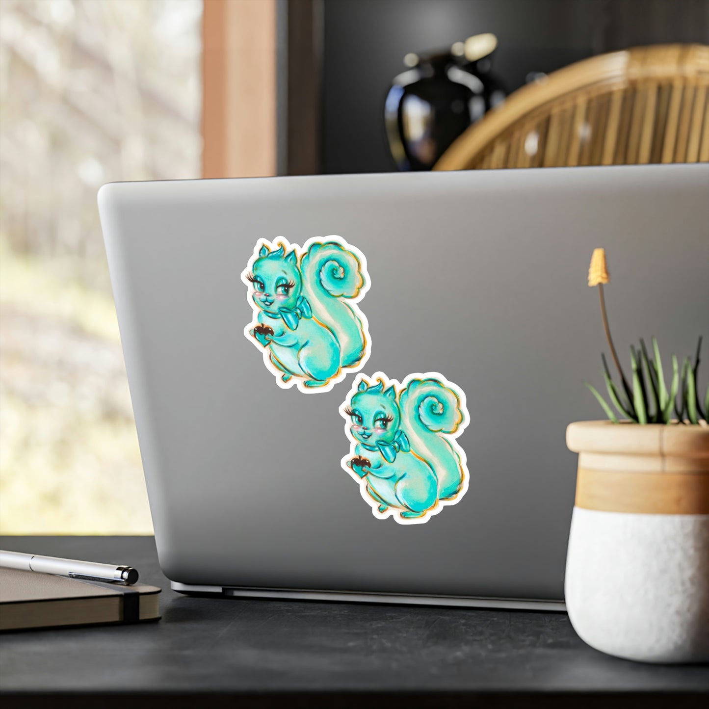 Cute Teal Squirrel • Kiss-Cut Vinyl Decals Set