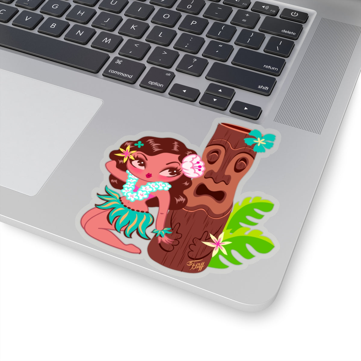 Hula Cutie with Tiki • Kiss-Cut Sticker