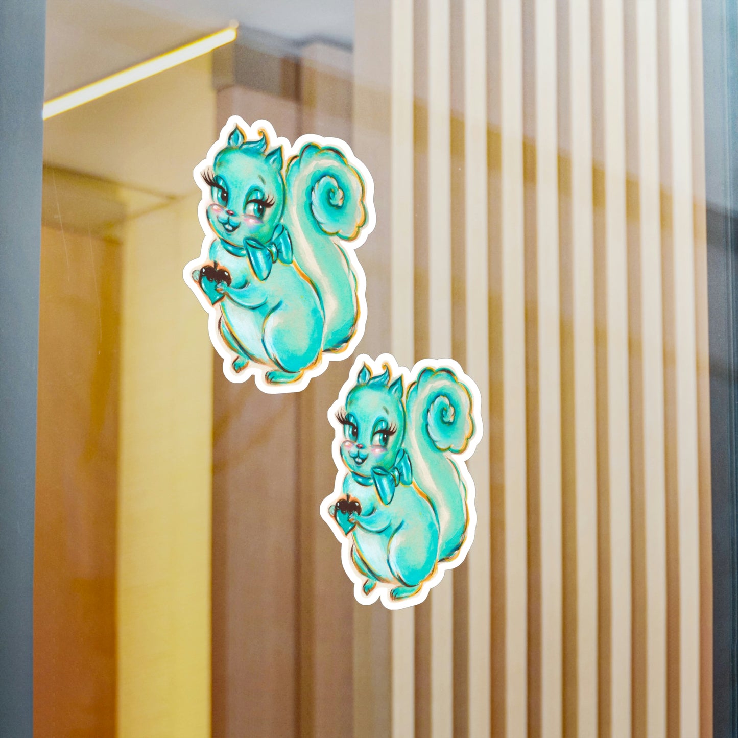 Cute Teal Squirrel • Kiss-Cut Vinyl Decals Set