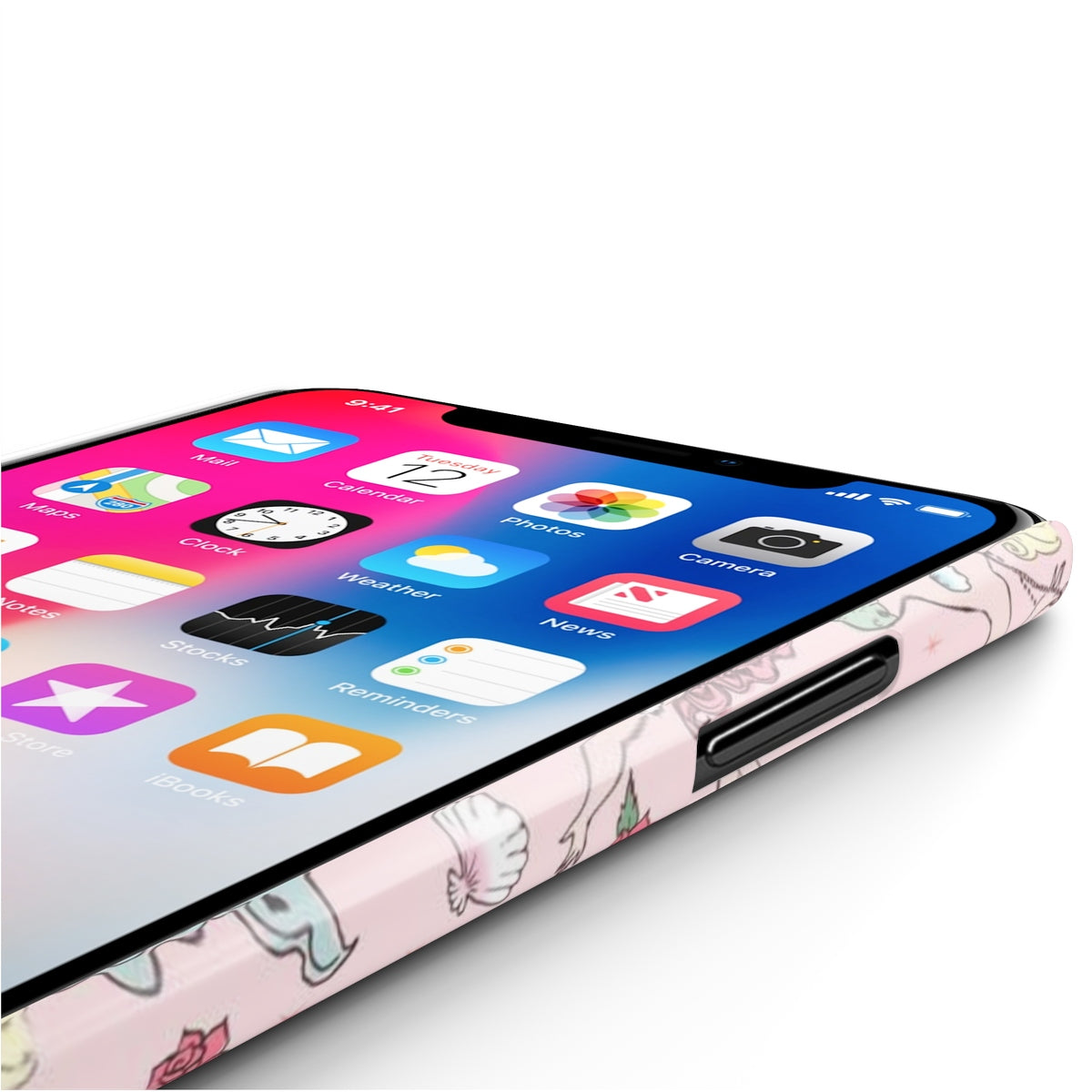 Mermaids and Roses on Pink • Slim Phone Case