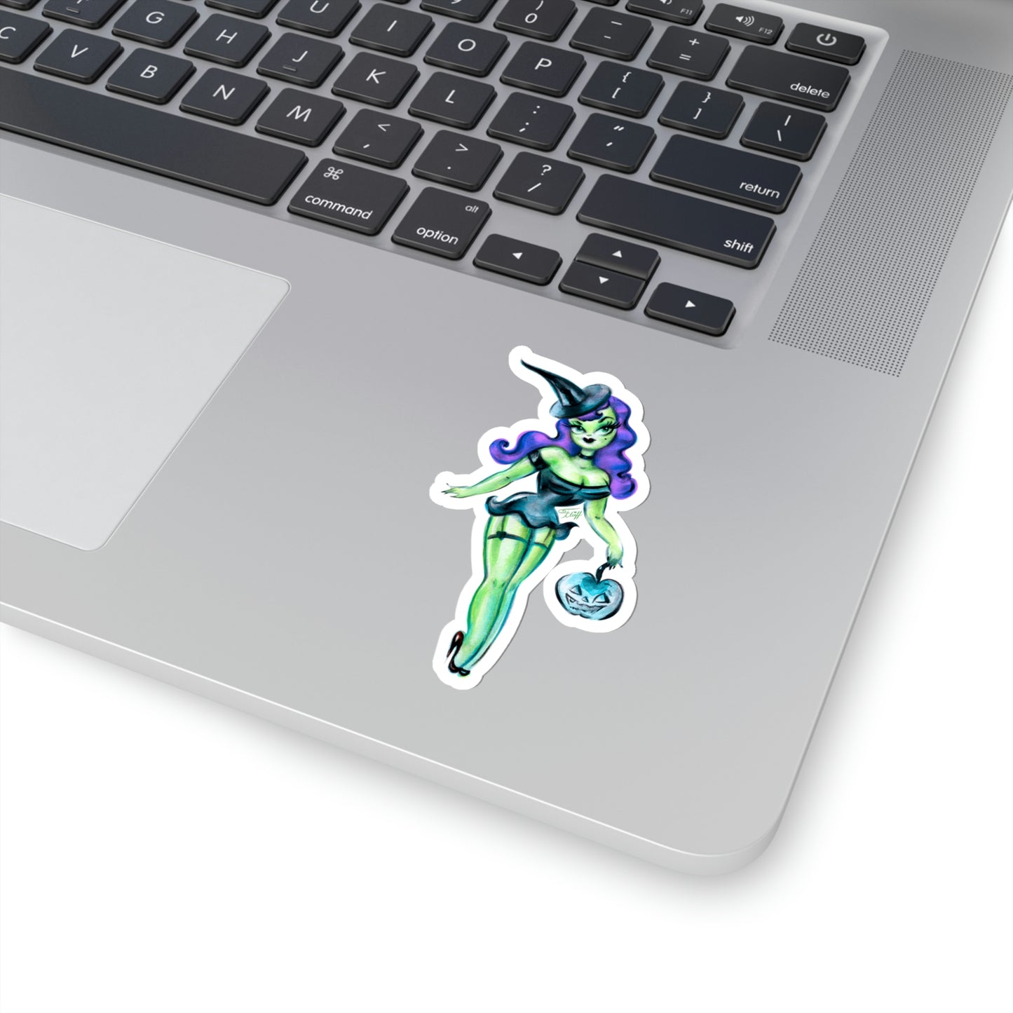 Pinup Witch with Purple Hair • Kiss-Cut Sticker