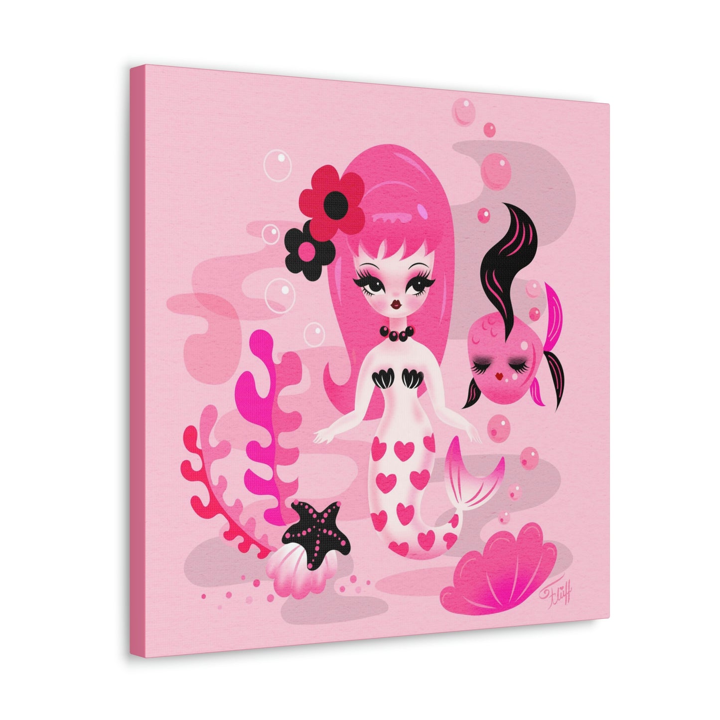 Mod Mermaid in Pinks • Canvas Gallery Wrap