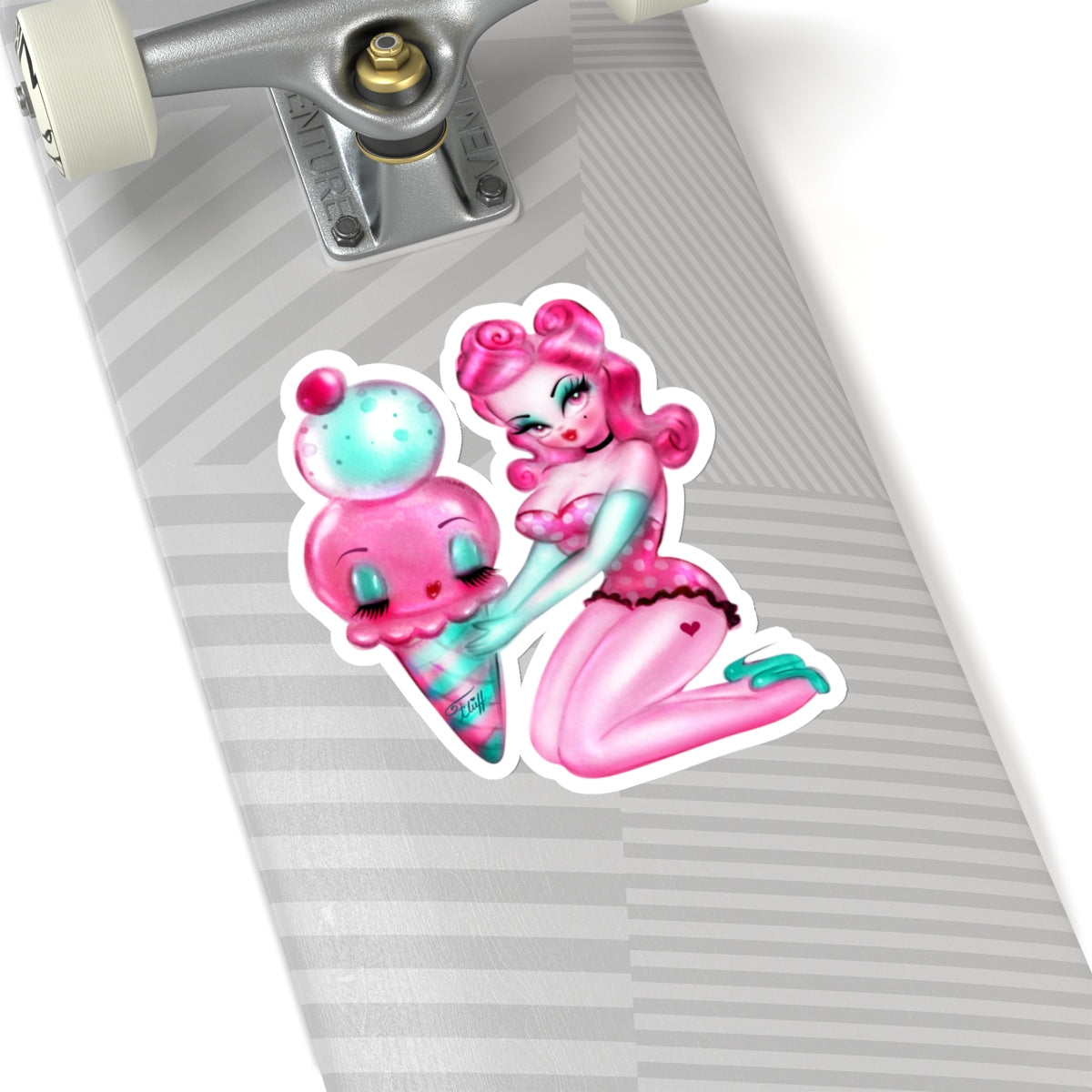 Bubble Gum Ice Cream Pin Up Girl • Kiss-Cut Sticker