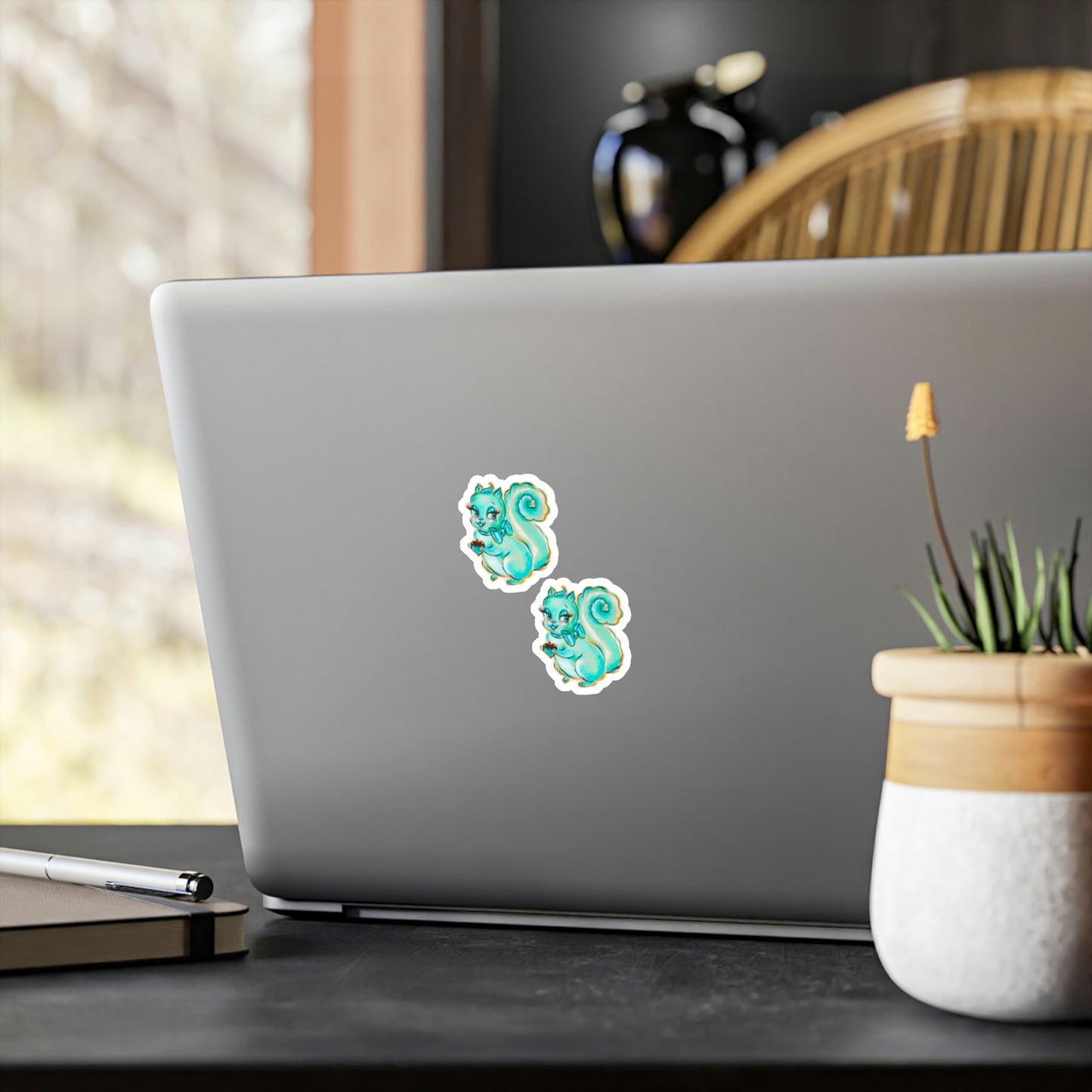 Cute Teal Squirrel • Kiss-Cut Vinyl Decals Set