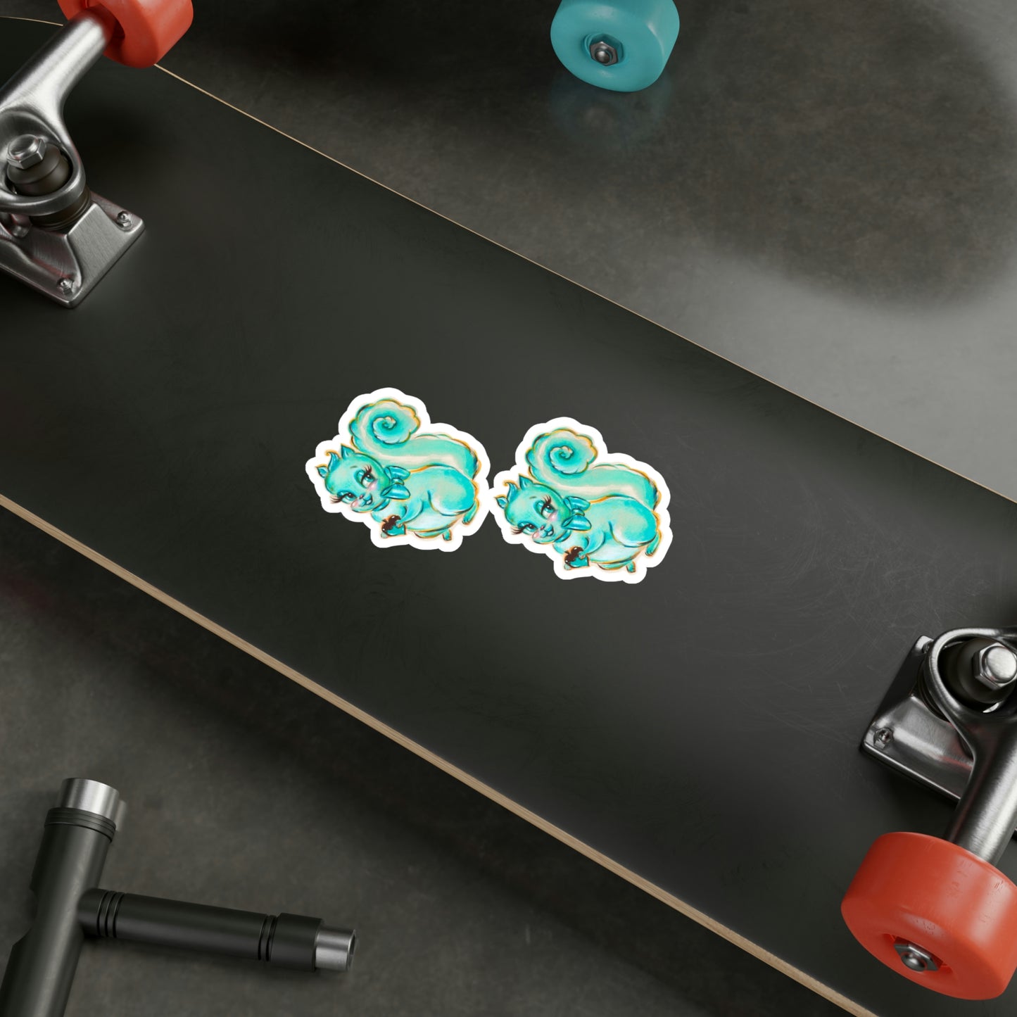 Cute Teal Squirrel • Kiss-Cut Vinyl Decals Set
