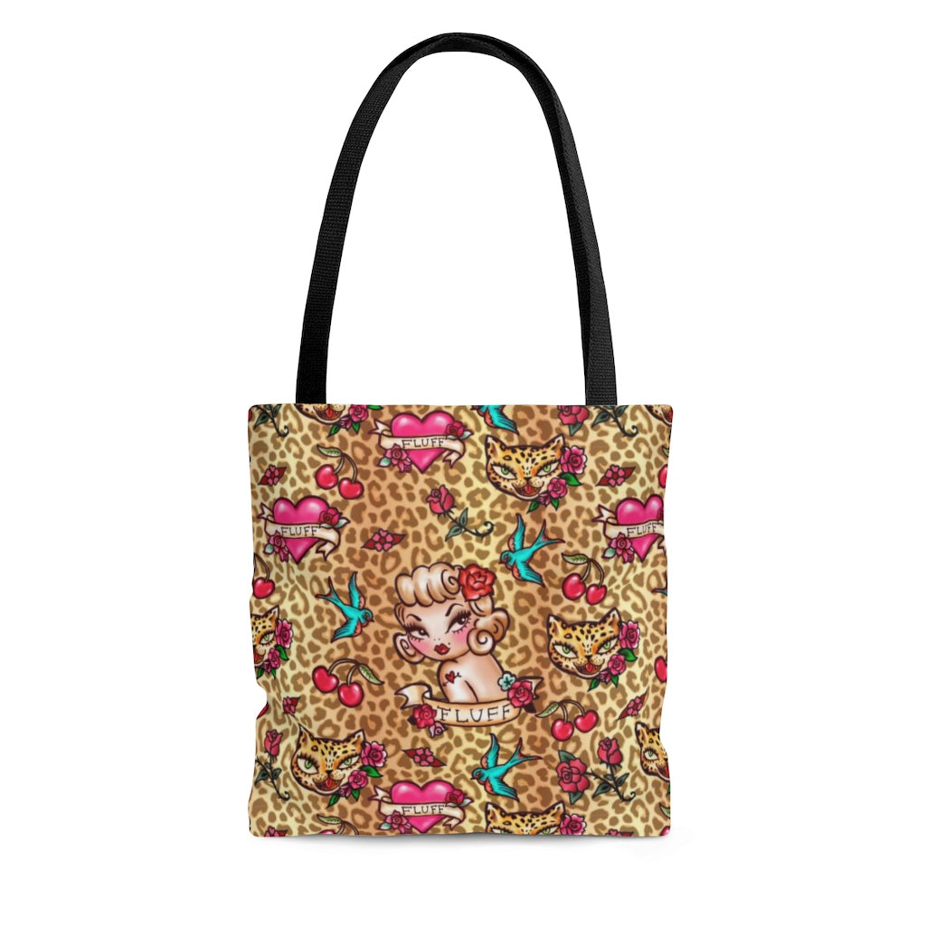 Lady Leopard Tattoo Flash • Tote Bag