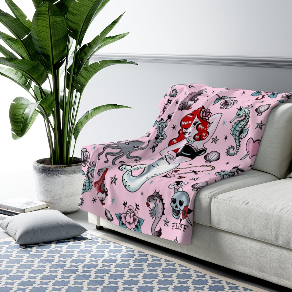 Molly Mermaid on Pink • Sherpa Fleece Blanket