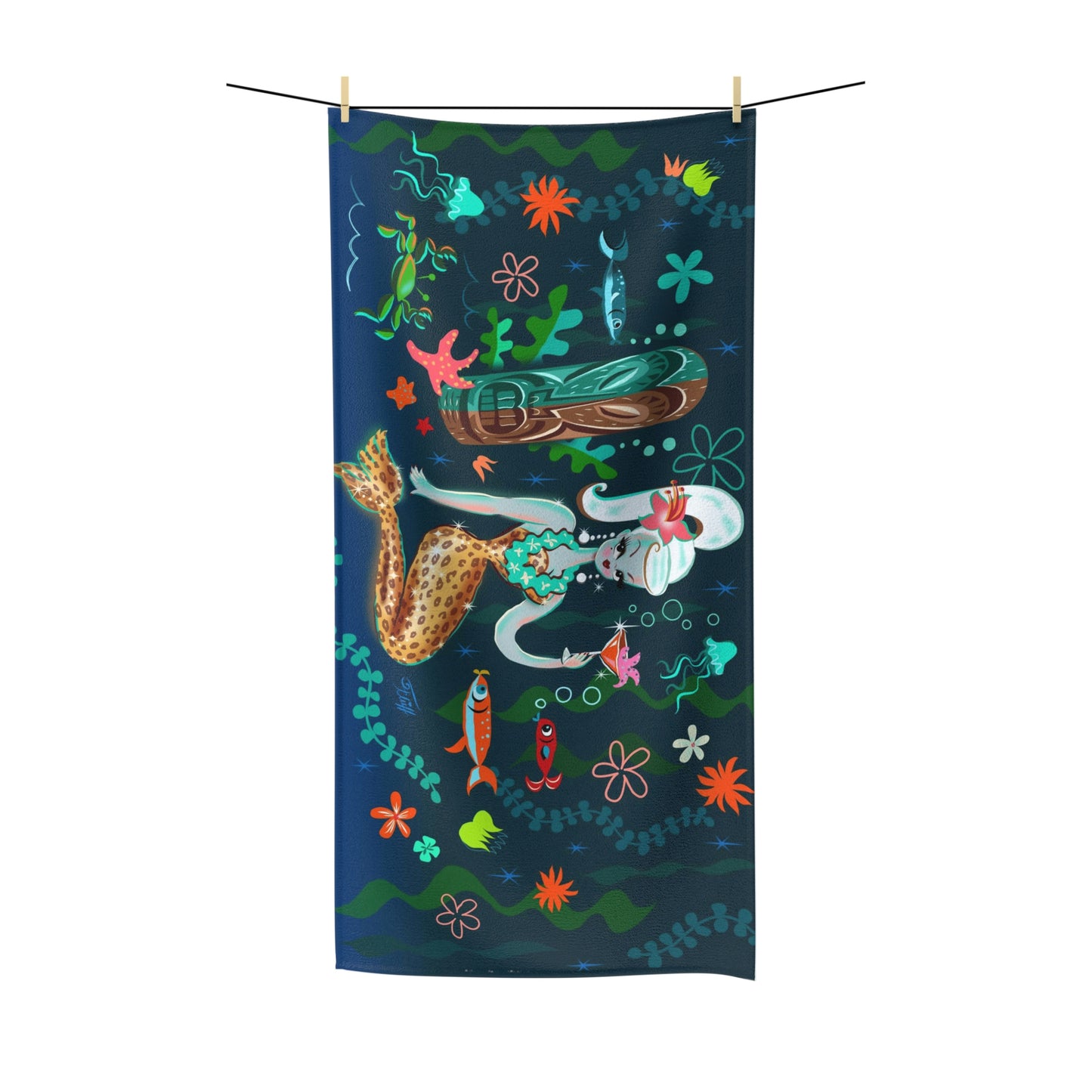 Blonde Leopard Martini Mermaid • Towel