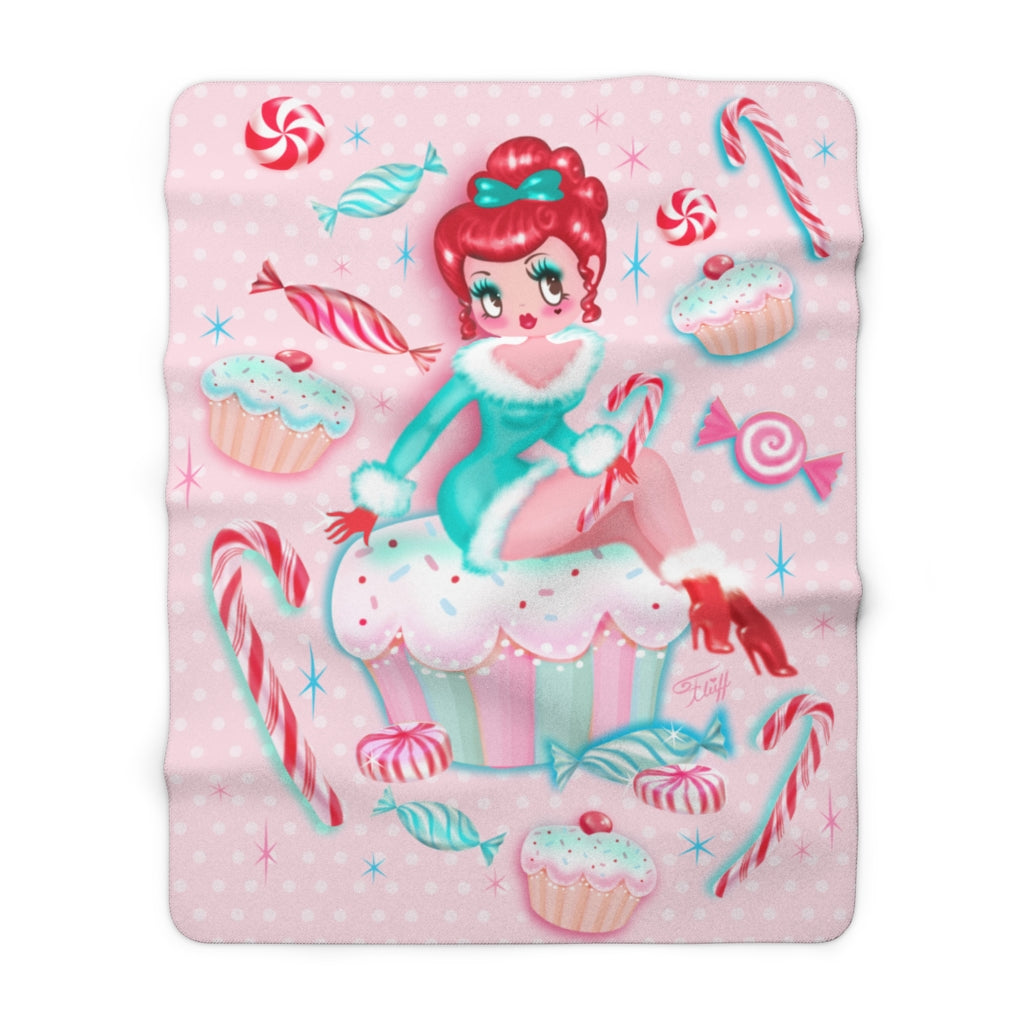 Redhead Holiday Cupcake Girl • Sherpa Fleece Blanket